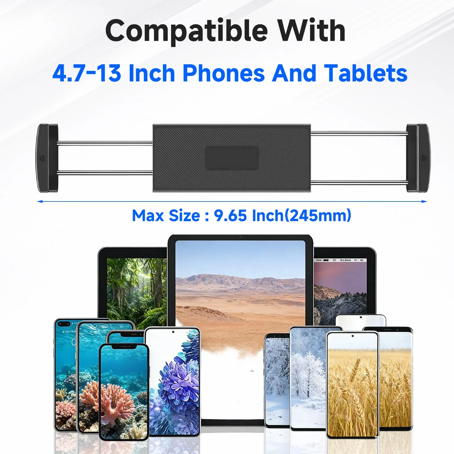 Uchwyt Ścienny do Tabletu Regulowany z Obrotową Podstawą 360° 4,7-12,9 Cala Kompatybilny iPad Pro Surface Pro Galaxy Tab