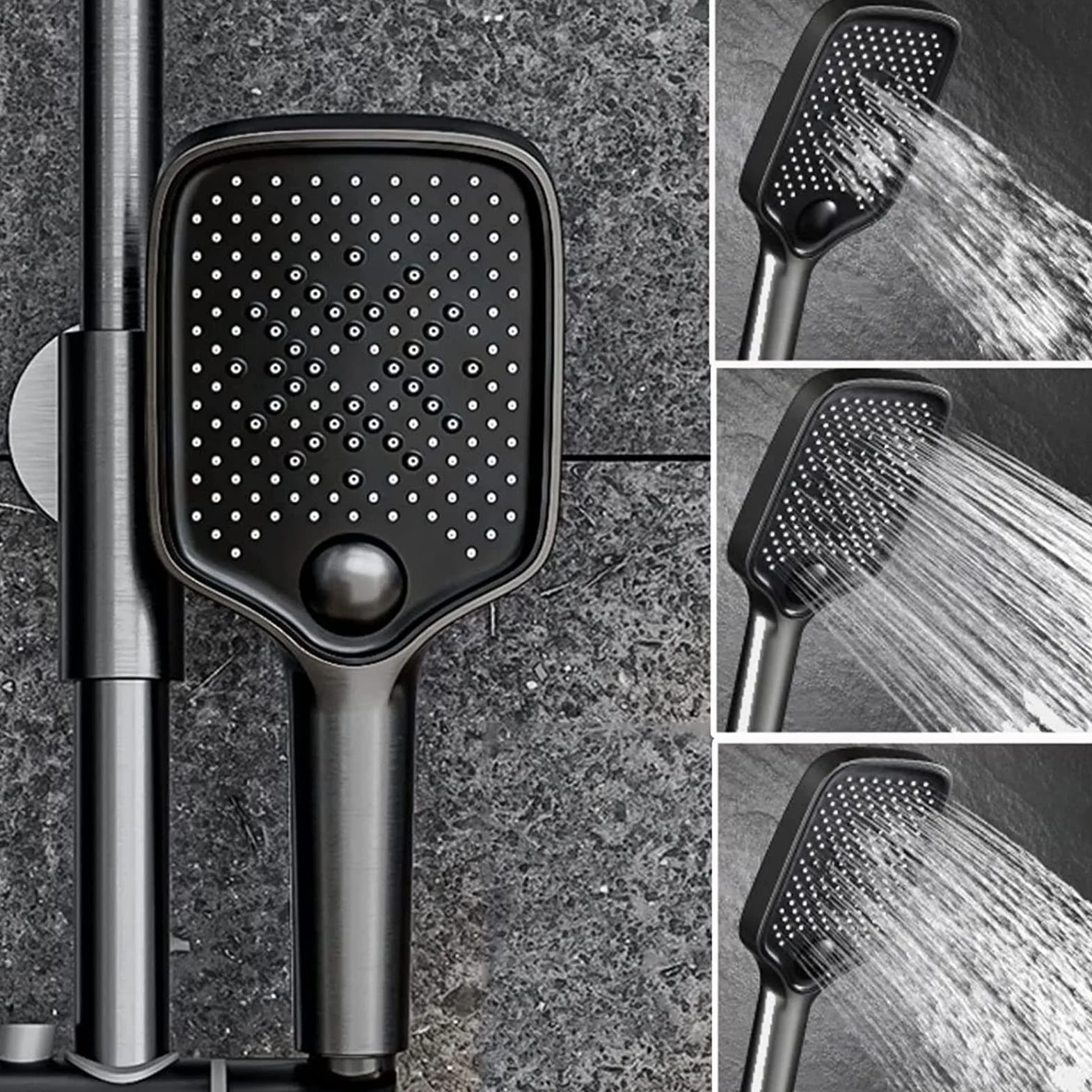 System prysznicowy termostatyczny, zestaw baterii prysznicowej z wyświetlaczem temperatury, głowica prysznicowa, 3 tryby prysznica ręcznego, bidet, wylewka wannowa, bateria prysznicowa do wanny