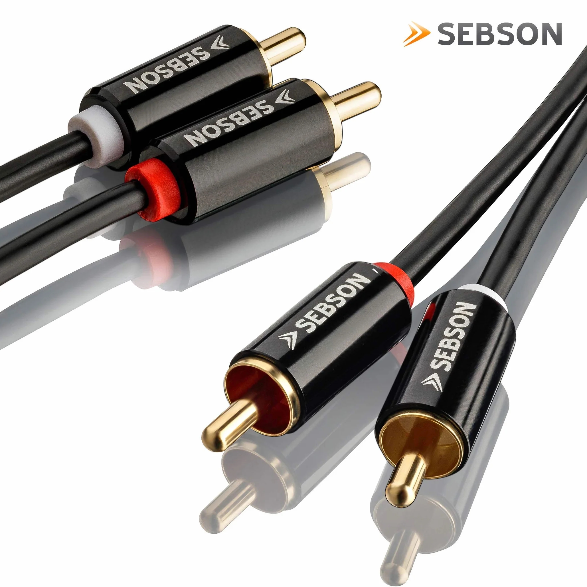 SEBSON Kabel audio RCA 0,5 m 2 męskie na 2 męskie wtyczki RCA do wzmacniacza głośników HiFi