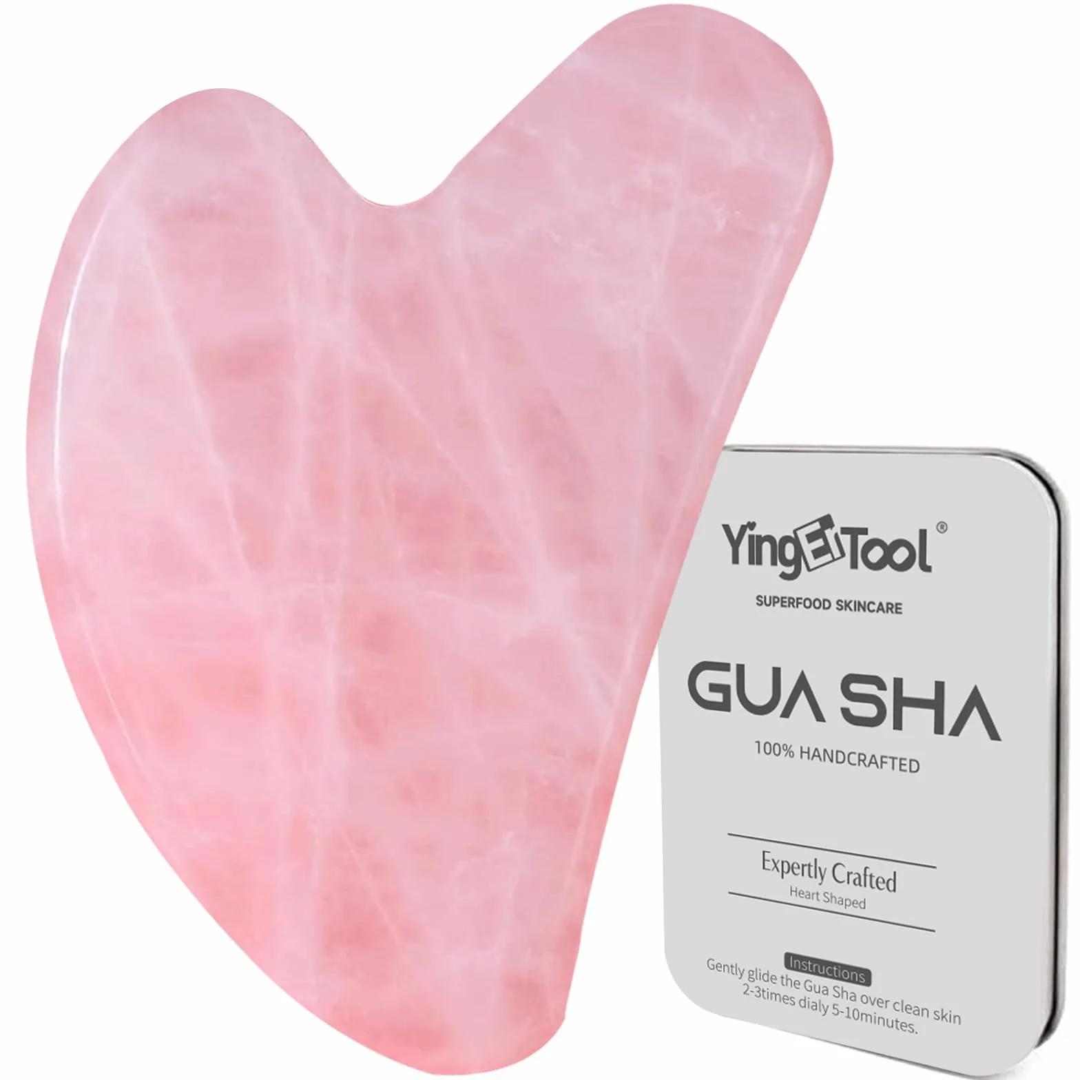 Gua Sha, 100% naturalny kamień, narzędzie do rzeźbienia linii szczęki i redukcji obrzęków, narzędzie do masażu gua sha, odpowiednie do codziennej pielęgnacji skóry (różowy)