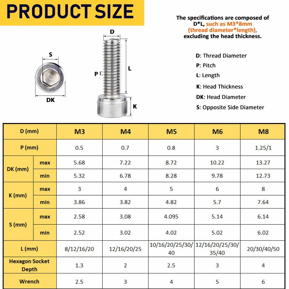 10 sztuk śrub z łbem cylindrycznym M5 x 16 mm - śruba cylindryczna z gniazdem sześciokątnym stal szlachetna A2 V2A śruby z pełnym gwintem śruby imbusowe do mechanicznej naprawy mebli