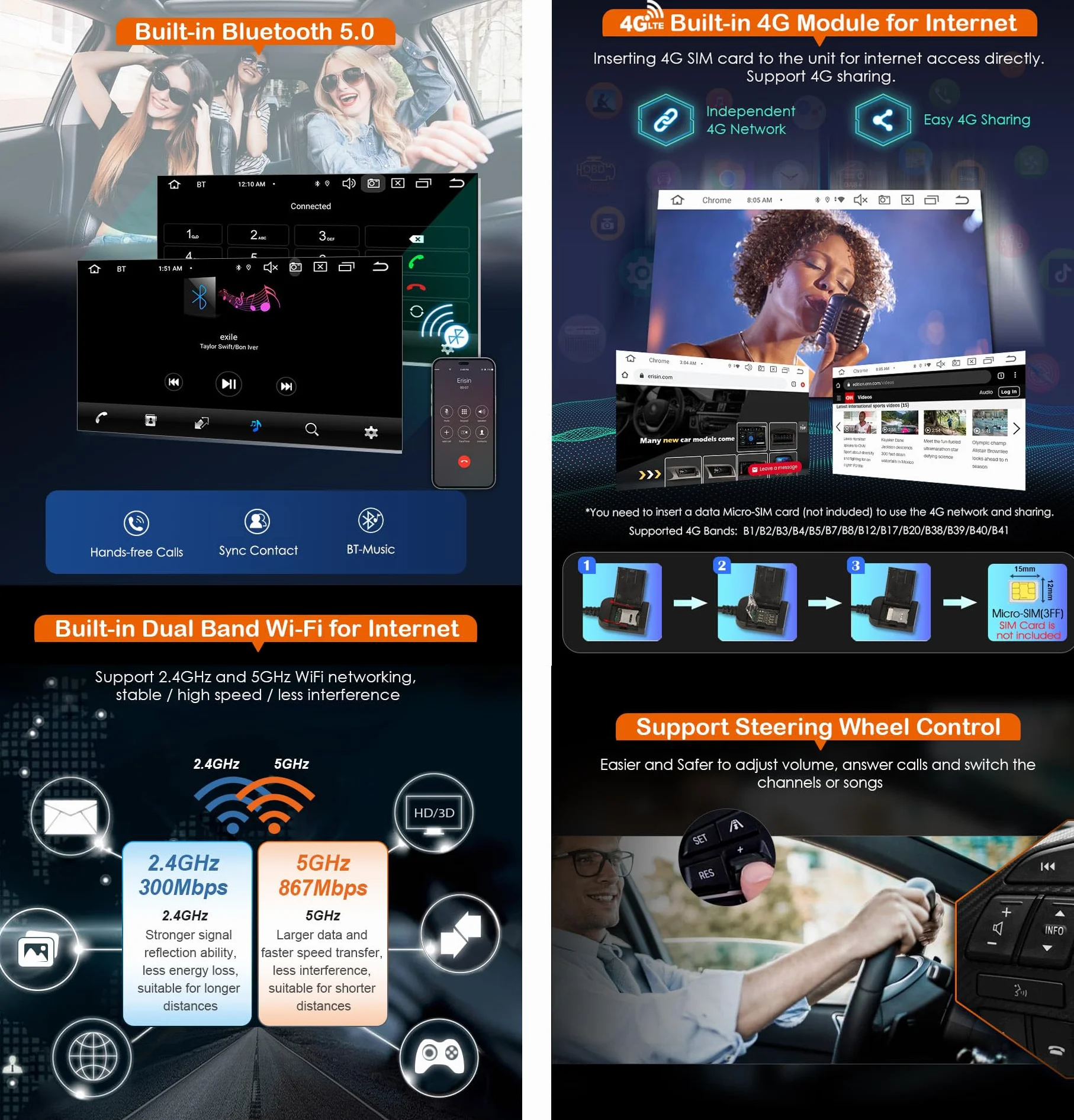 Erisin Android 14 radio samochodowe GPS nawigacja 8-rdzeniowy 4 GB 64 GB do Alfa Romeo Brera Spider 159 Sportwagon CarPlay Android Auto DAB+ Bluetooth 5.0