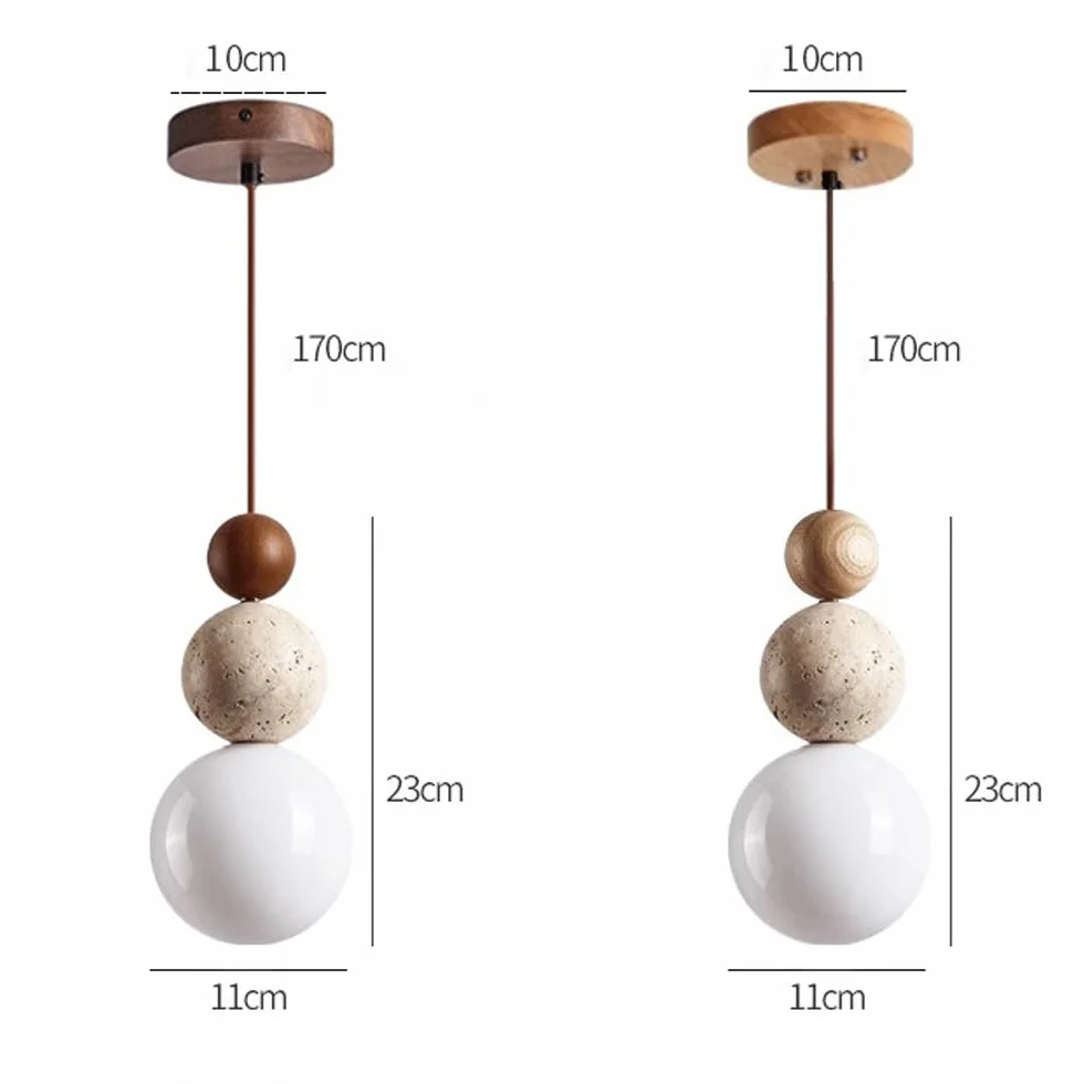 Lampa wisząca, kamienna lampa wisząca Wabi Sabi w stylu japońskim żółty trawertyn lampa wisząca regulowana drewniana kuchnia wyspa oprawa oświetleniowa Mini Globe szklane oświetlenie wiszące do sypial