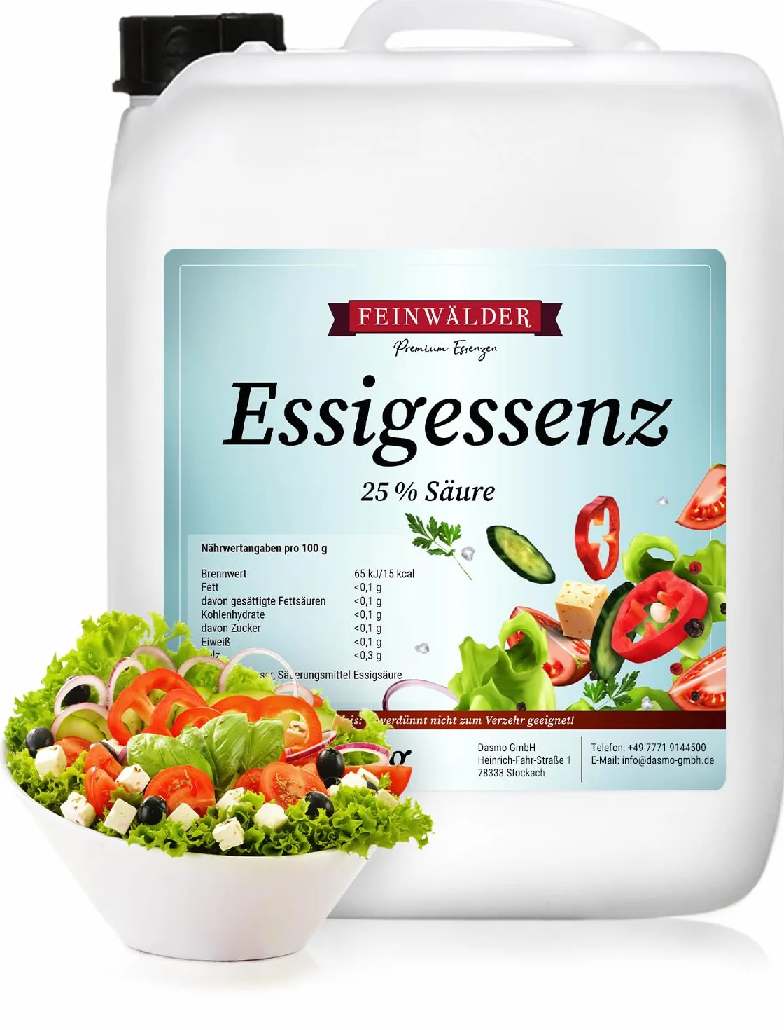Feinwalder esencja octowa 25% kwasu w kanistrze 5 kg | biały ocet | naturalny środek do czyszczenia octu i odkamieniacz I ocet (1 szt.)