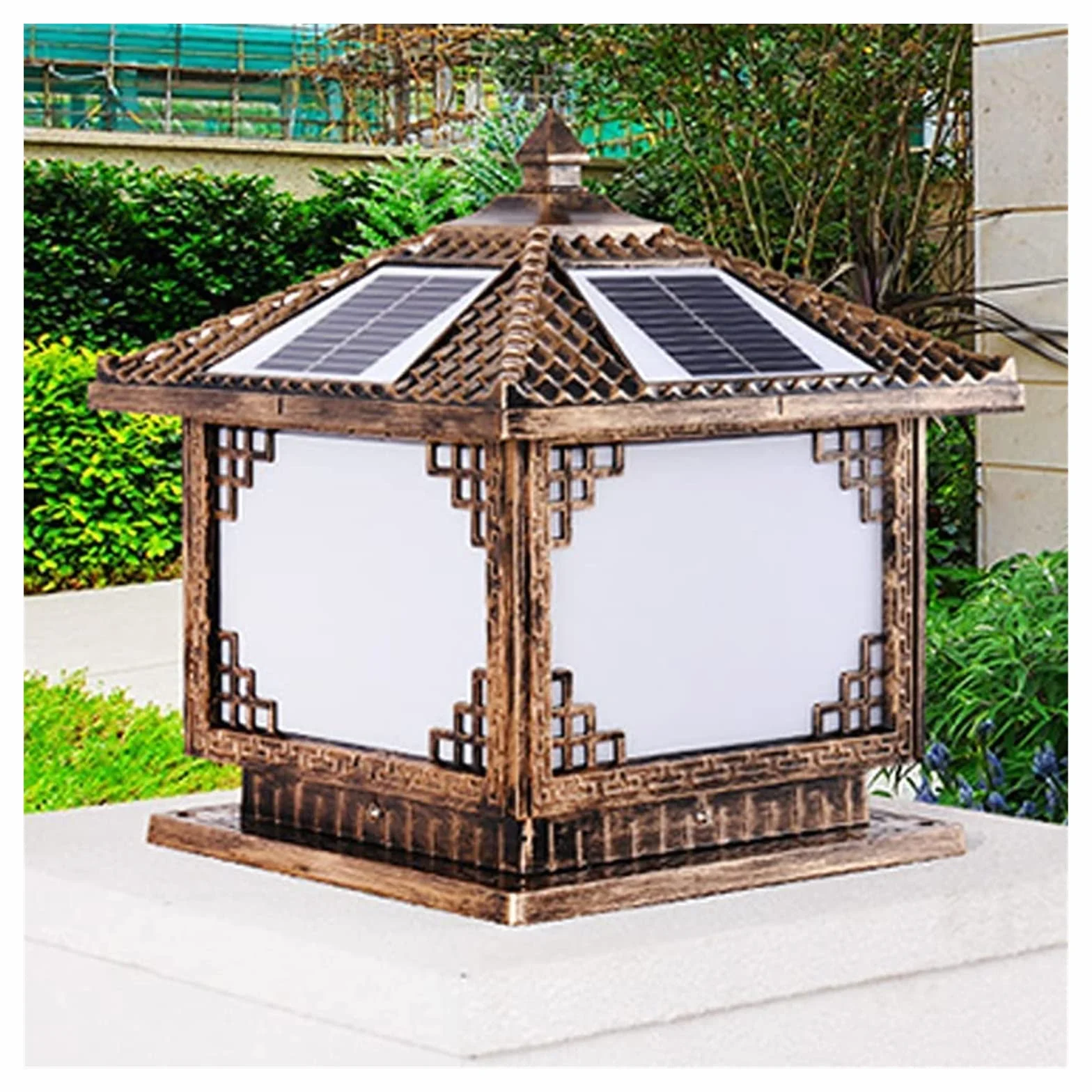 Lampy słupkowe oświetlenie zewnętrzne podwórko oświetlenie zewnętrzne solarne słupek lampa kolumnowa wodoodporna bramka lampa filarowa ogród światło uliczne trójkolorowe oświetlenie dziedzińca