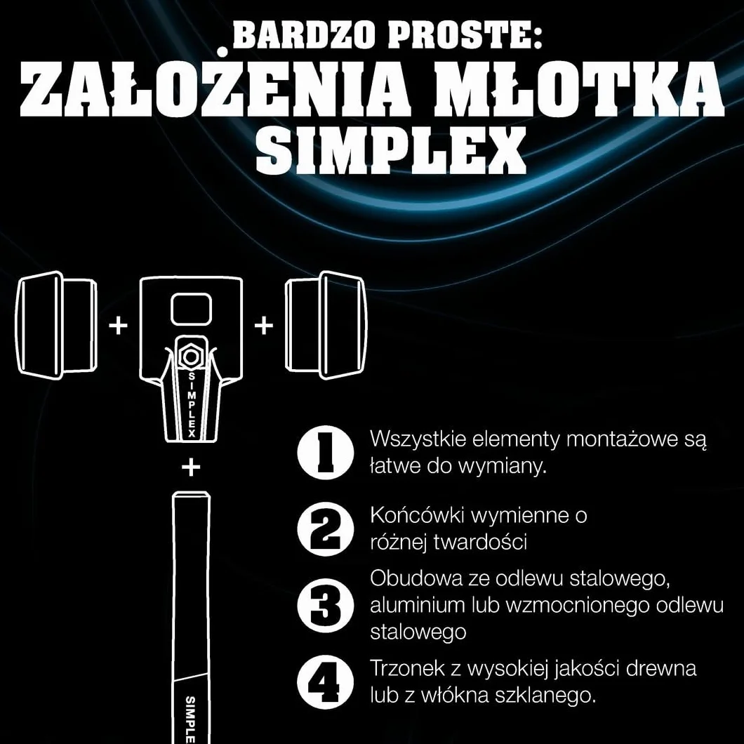 Młotek brukarski gumowy/SUPERPLASTIK SIMPLEX 50mm 1,1kg HALDER