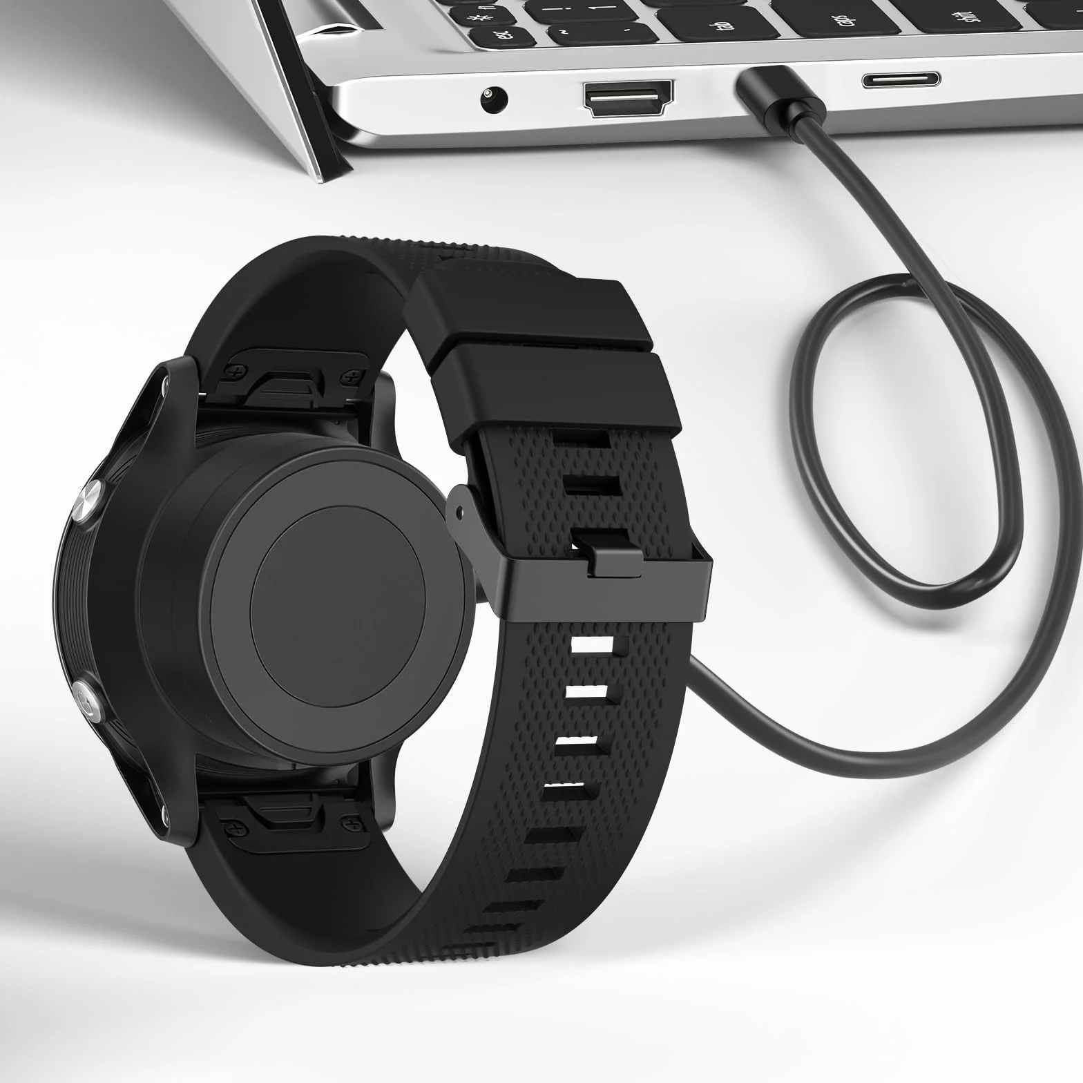 Oumida Kabel do ładowania do Garmin Venu 2 Plus/Sq/Sq 2 Music/Vivoactive 3, ładowarka, USB C, kabel synchronizacji danych do Garmin Fenix 7/6/5 (czarny)