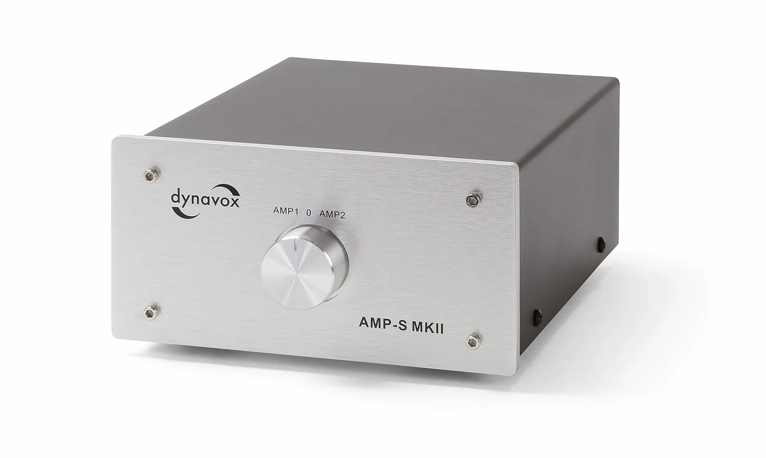 Dynavox AMP-S MK II stojak selekcyjny wzmacniacz głośnik metalowe podwozie aluminiowy 4 mm listwa śrubowa wtyczki bananowe srebrny