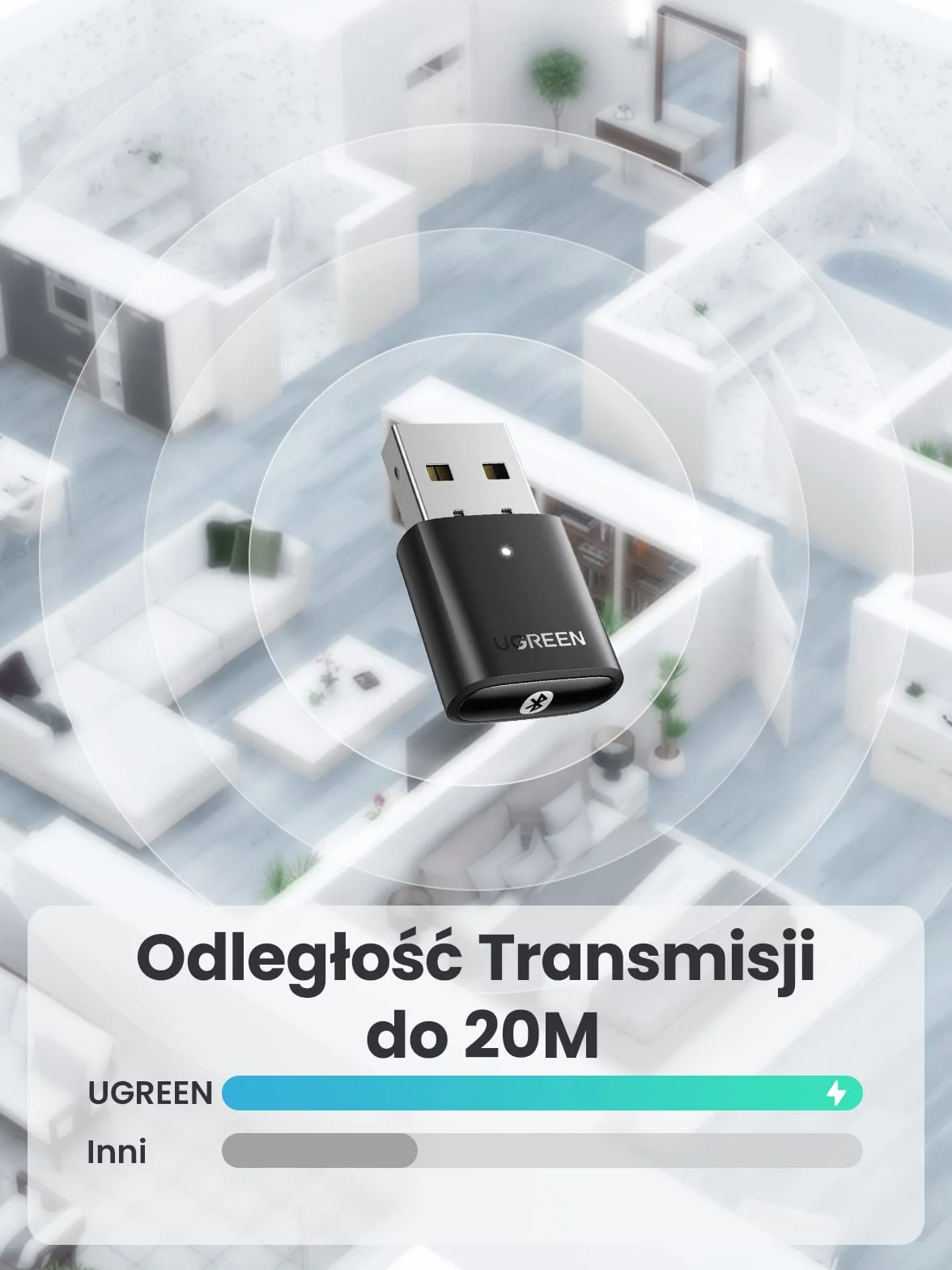 UGREEN Bluetooth 5.0 Dongle USB Bluetooth do obsługi komputera Windows 11/10/8.1/7, kompatybilny z kontrolerem PS5/PS4 Pro X Box One S, Słuchawkami, Głośnikiem itp.