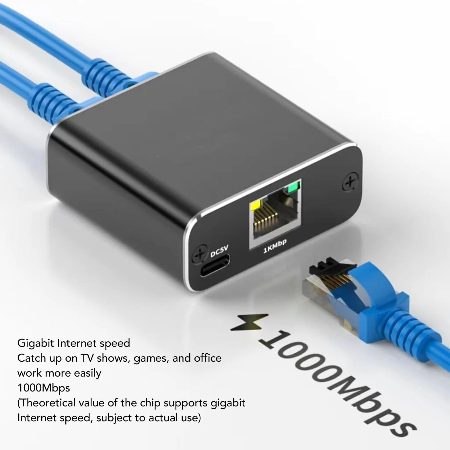 Rozdzielacz Ethernet RJ45 1 do 2, Adapter Rozgałęźnika Gigabit LAN Cat5 Cat5e Cat6 Cat7