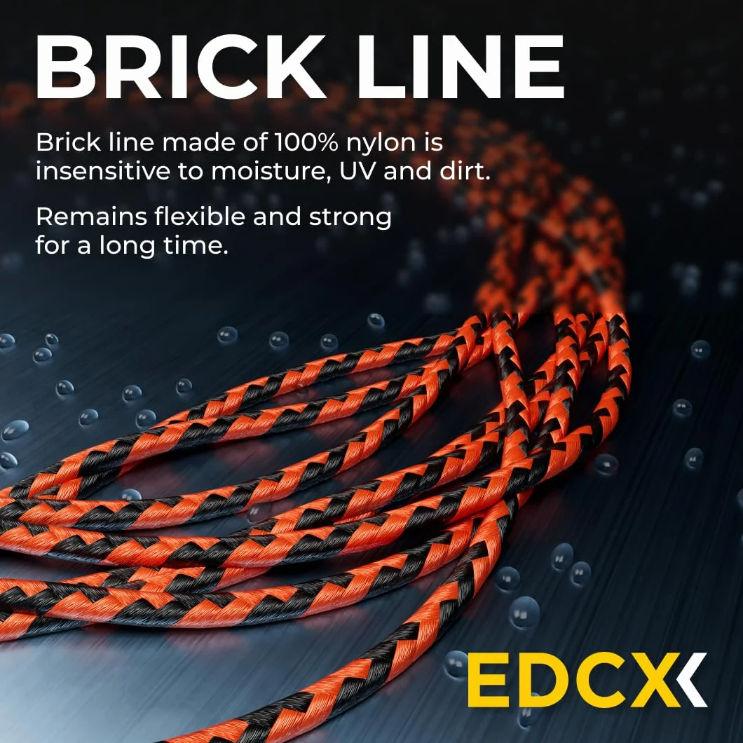 Sznurek murarski ⌀1,7 mm | 50m, 100m i 300m | Nylon | Brick Line, ogrodnictwa, majsterkowania | Odporny na rozdarcia, odporny na warunki atmosferyczne (Orange+Black, 100 m)