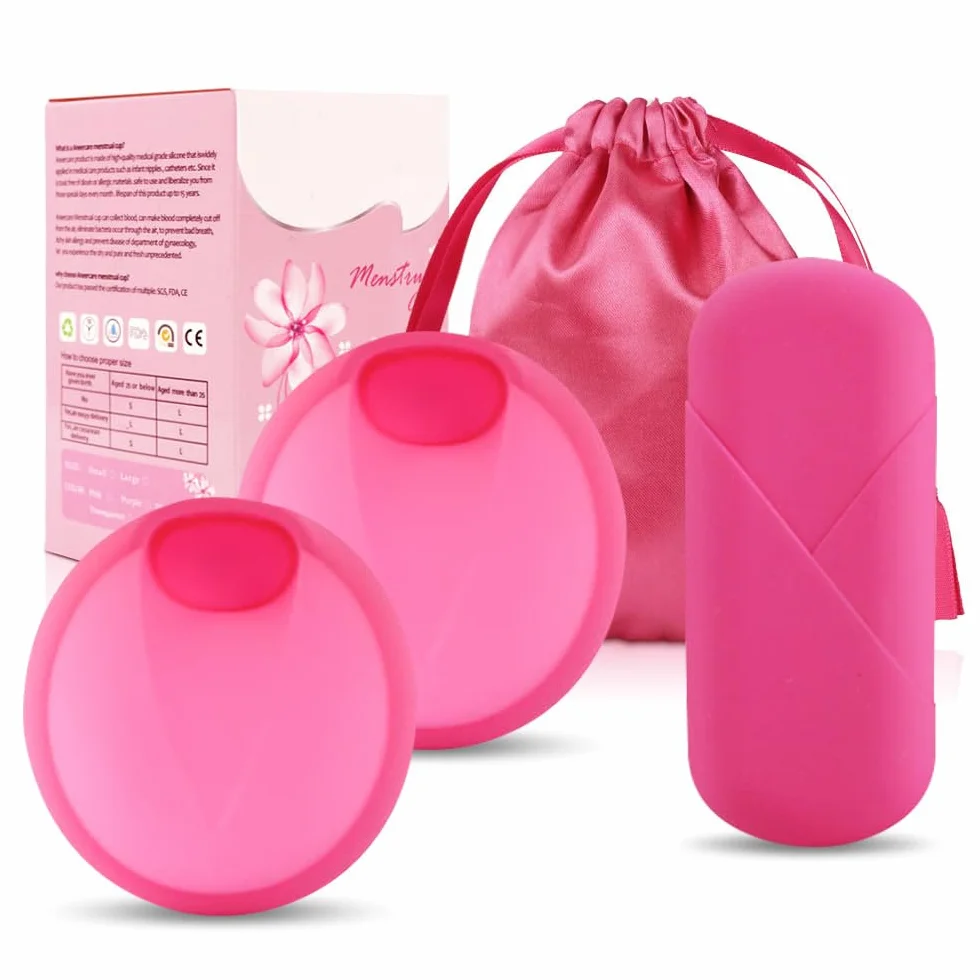 Dysk menstruacyjny, silikonowy krążek menstruacyjny, wielokrotnego użytku, 100% silikonowy antyprzeciekający kubek menstruacyjny do sportu, pływania (S+L)