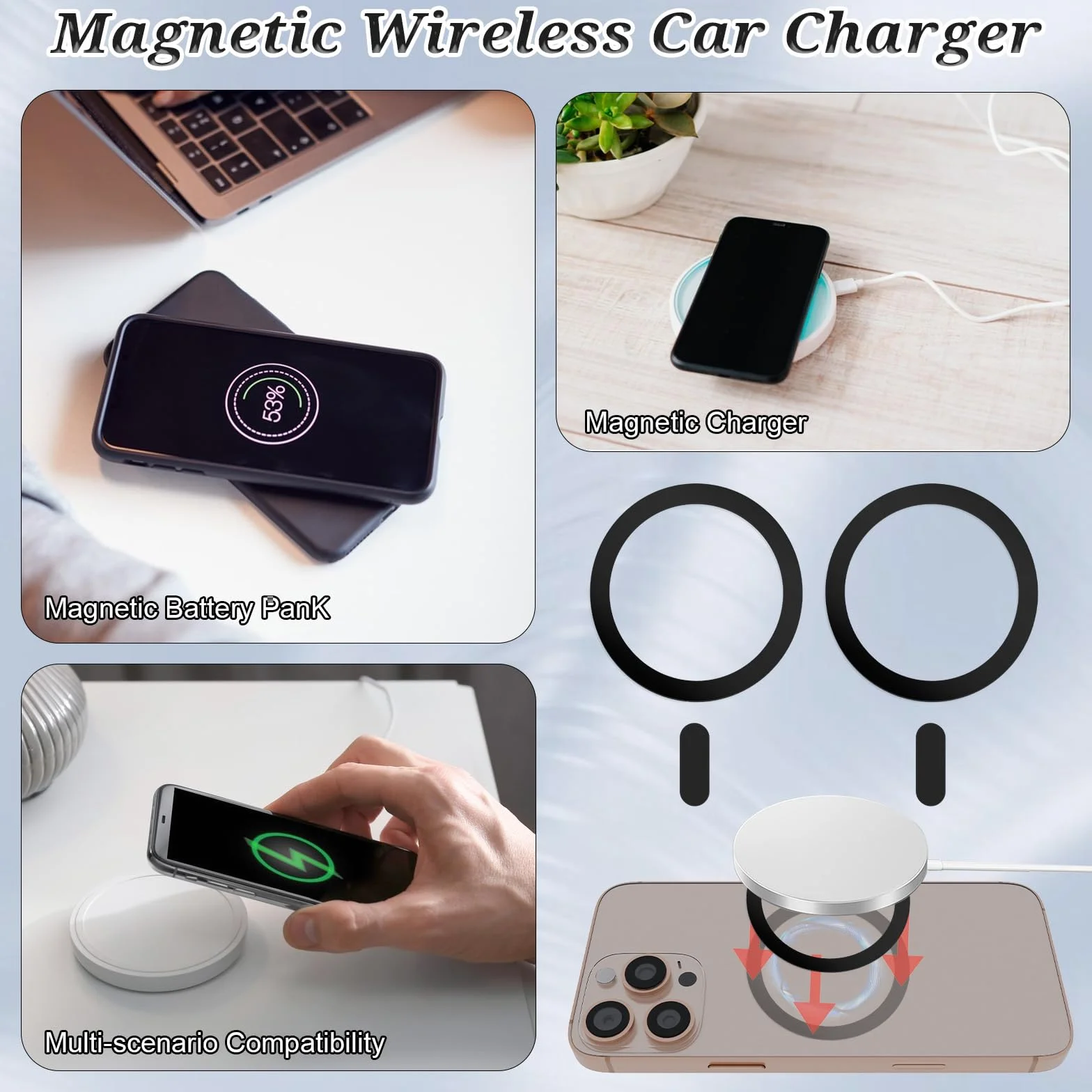 Molain 4 naklejki, adapter magnetyczny, pierścień, metalowy samoprzylepny, pierścień magnetyczny, uchwyt na telefon, metalowa płytka