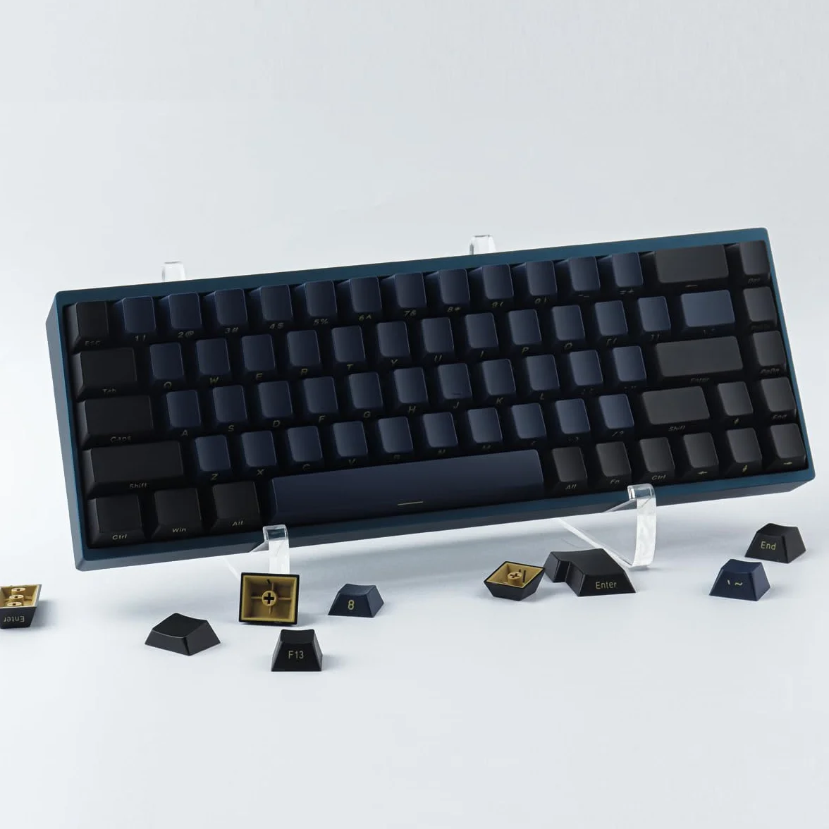 Hyekic Double Shot Keycaps 147 klawiszy Cherry Profile Blue Samurai Letter Side Grawerowane klawisze do ANSI i ISO Layout Cherry MX klawiatura mechaniczna