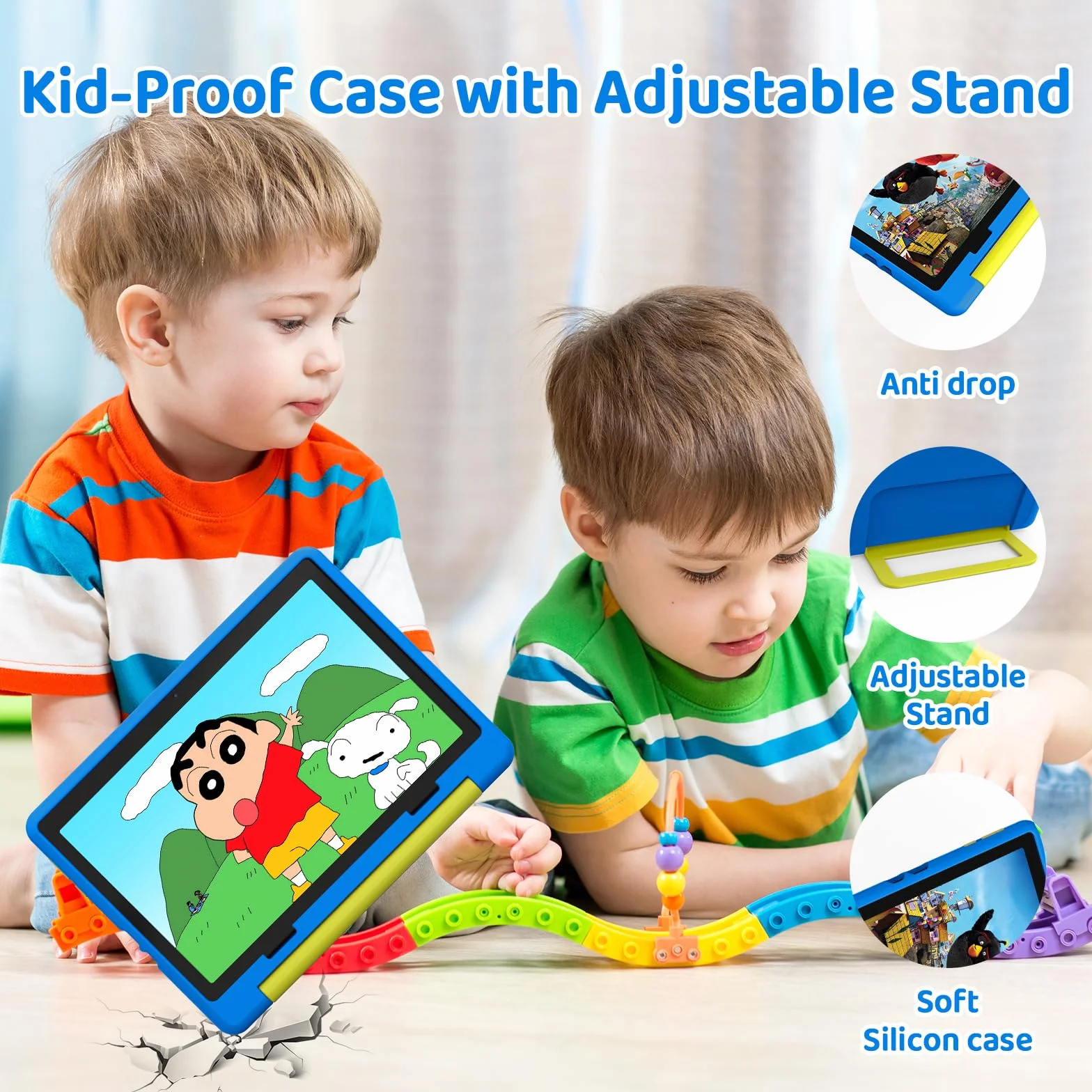 Tablet dla dzieci 10 cali Android 14 HD 1280x800 8+64GB 5000 mAh podwójny aparat 5+8 MP niebieski