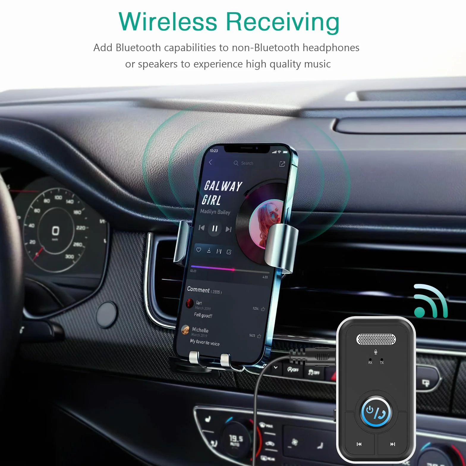 ORIA Adapter Bluetooth AUX 5.3 redukcja szumów 3,5 mm odbiornik muzyczny 2 w 1