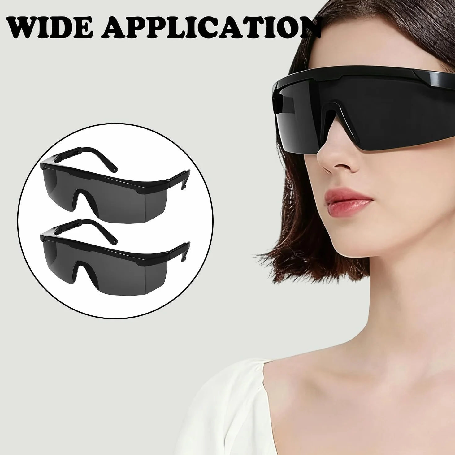 2 sztuki okularów ochronnych IPL, długość 133 mm, okulary ochronne, ochrona przed promieniowaniem UV, okulary robocze, okulary do solarium, okulary ochronne laserowe do usuwania włosów HPL/IPL