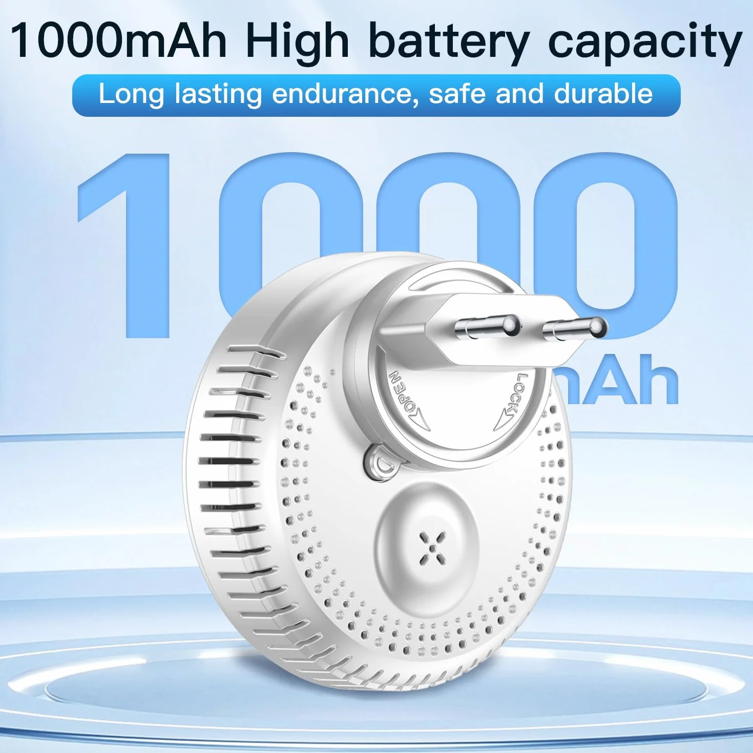 Plug-in 5-w-1 Wykrywacz Czujnik Dymu Tlenku Węgla Kombinacja Detektora Gazu, z Akumulatorem 1000mAh, ekran HD 2.1'' [CO Monitor temp wilgotności gazu dymu] dla Domowego, Biały, HD13-CGS