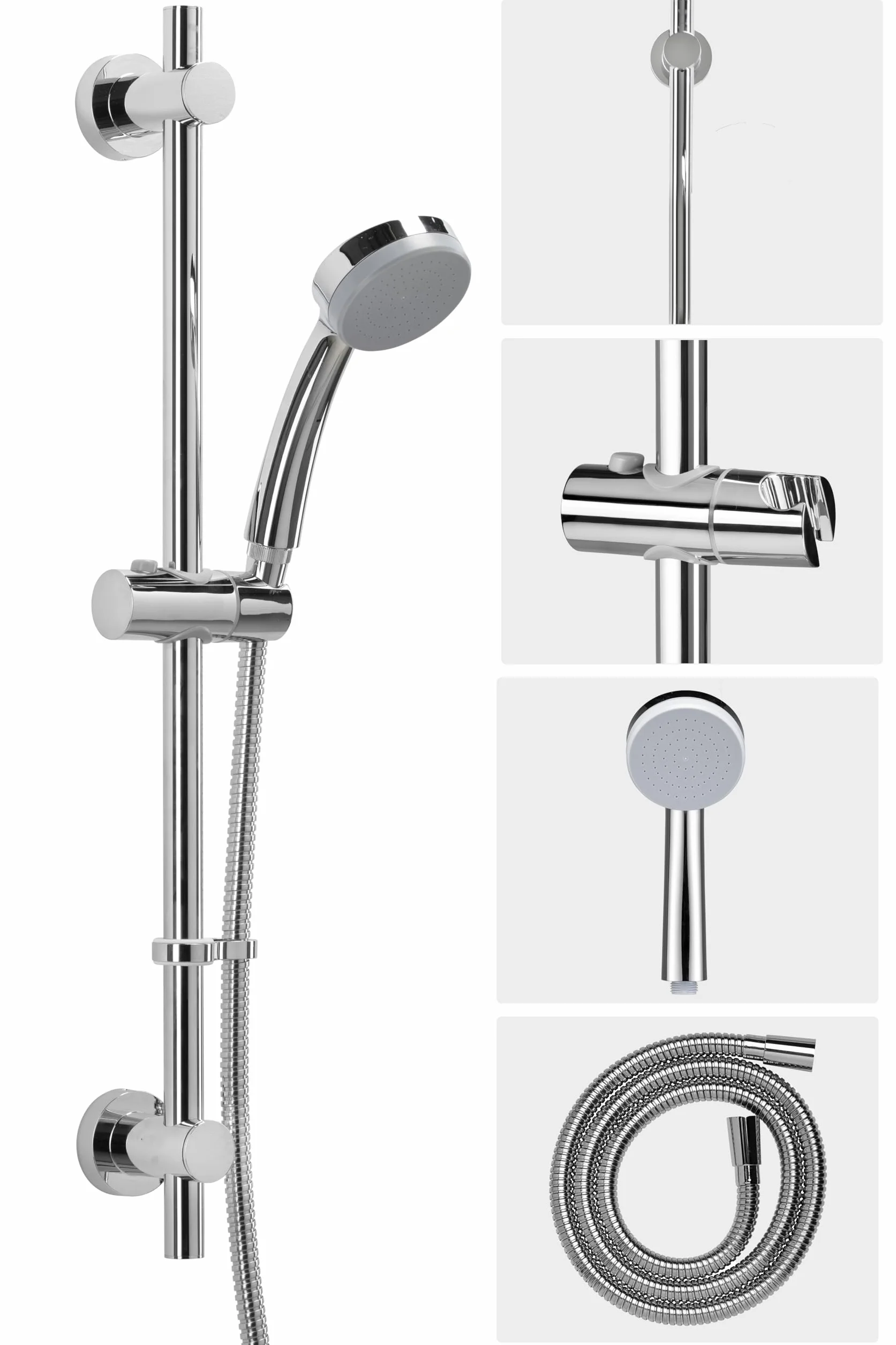 Presion Pressure Boost 1 funkcja zestaw prysznicowy chrom zawiera wąż, szynę podnoszącą i słuchawkę prysznicową