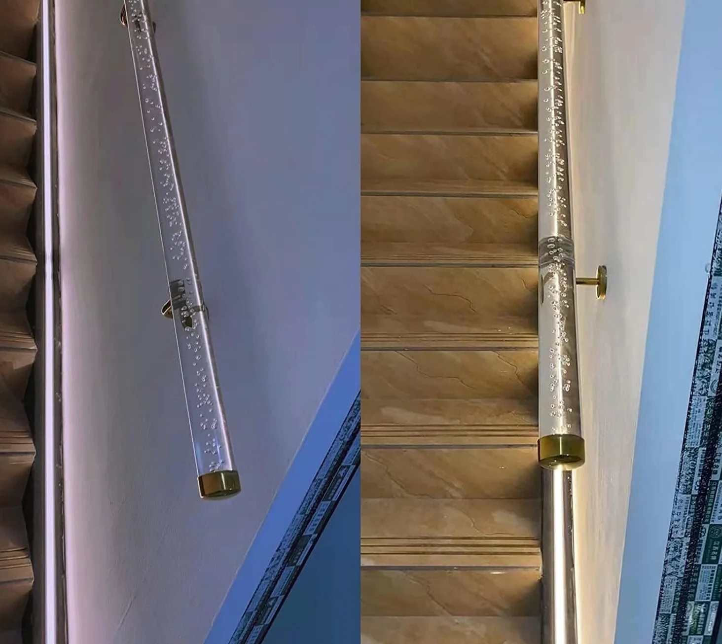 Przezroczyste akrylowe poręcze schodowe dla osób starszych i dzieci, złote uchwyty, stylowe rozwiązania bezpieczeństwa(50cm(1.6ft))