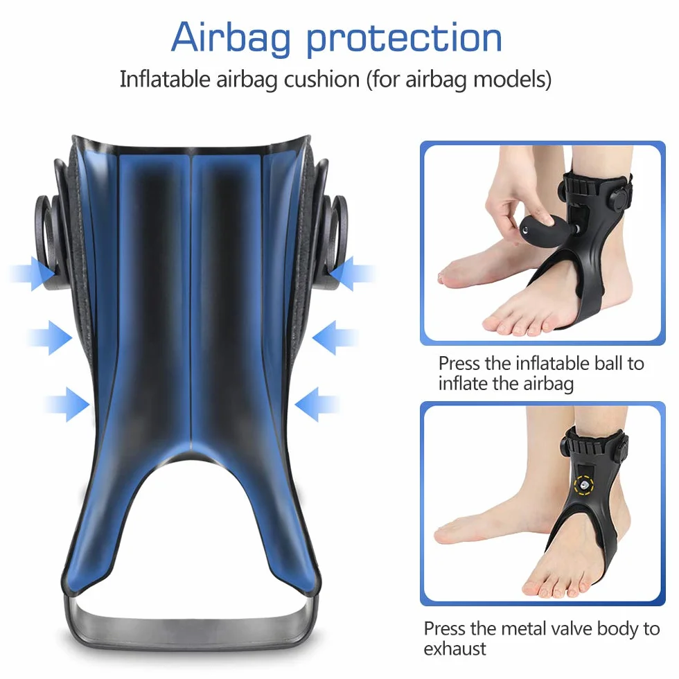 Drop Podpora stopy Drop Foot Brace Ortesi AFO AFOs Ortesi kostki Wsparcie z wygodnym nadmuchiwanym airbagiem dla hemiplejii, buty po udarze na wędrówki (prawa stopa, XL)