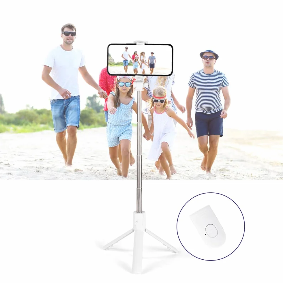 flintronic Statyw do selfie, stabilny statyw z bezprzewodowym pilotem Bluetooth, 67 cm wysuwany przenośny aluminiowy kij do selfie kompatybilny z iOS i Android, aparatami