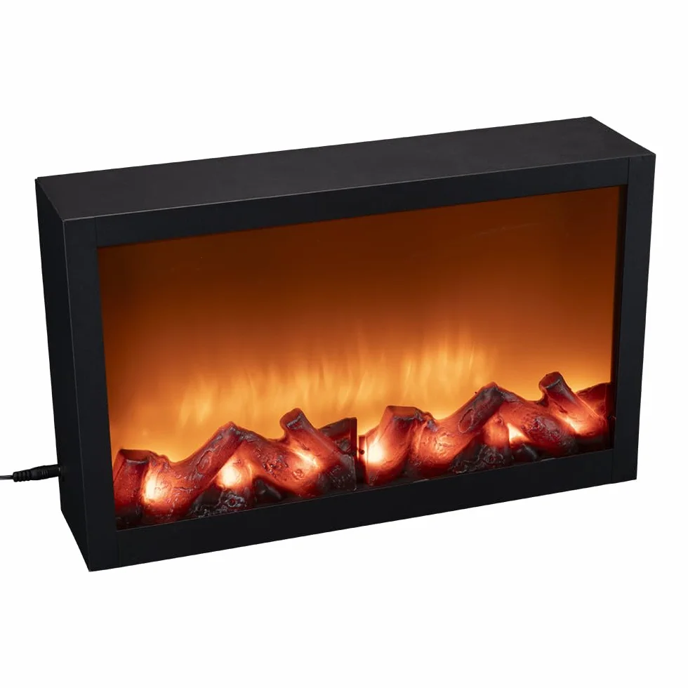 Kominek LED, dekoracyjny ogień elektryczny, bez ogrzewania, realistyczny efekt ognia / płomienia, 41 x 10 x 25 cm, z funkcją timera (6 godzin włączony, 18 godzin wyłączony)