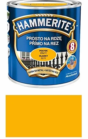 Hammerite - Lakier ochronny do metalu (250 ml), błyszczący, żółty
