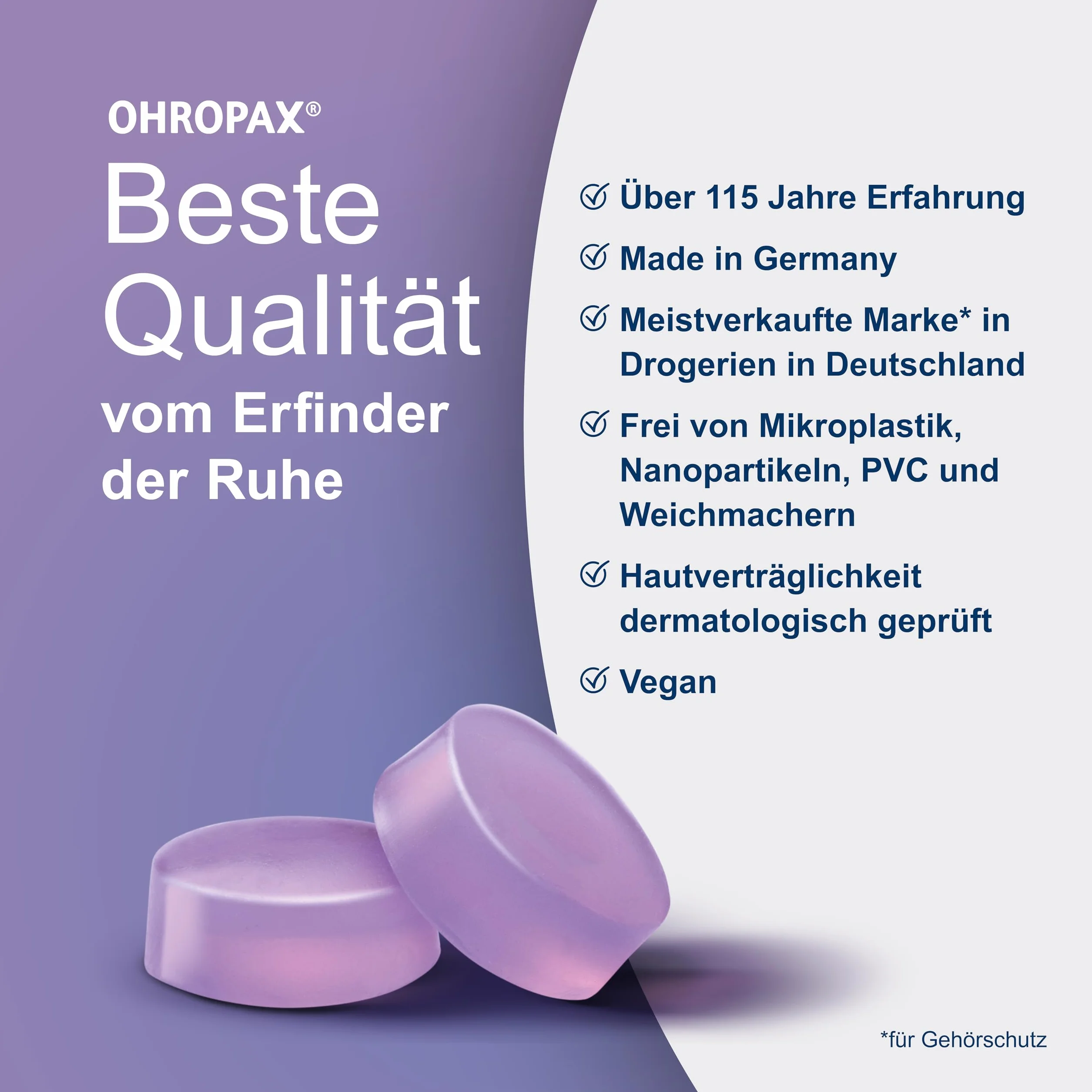OHROPAX Good Night zatyczki do uszu do spania – silikonowe zatyczki do uszu do spania – nadają się do wszystkich uszu i wszystkich pozycji spania – wartość izolacji akustycznej SNR 23 dB – 8 sztuk