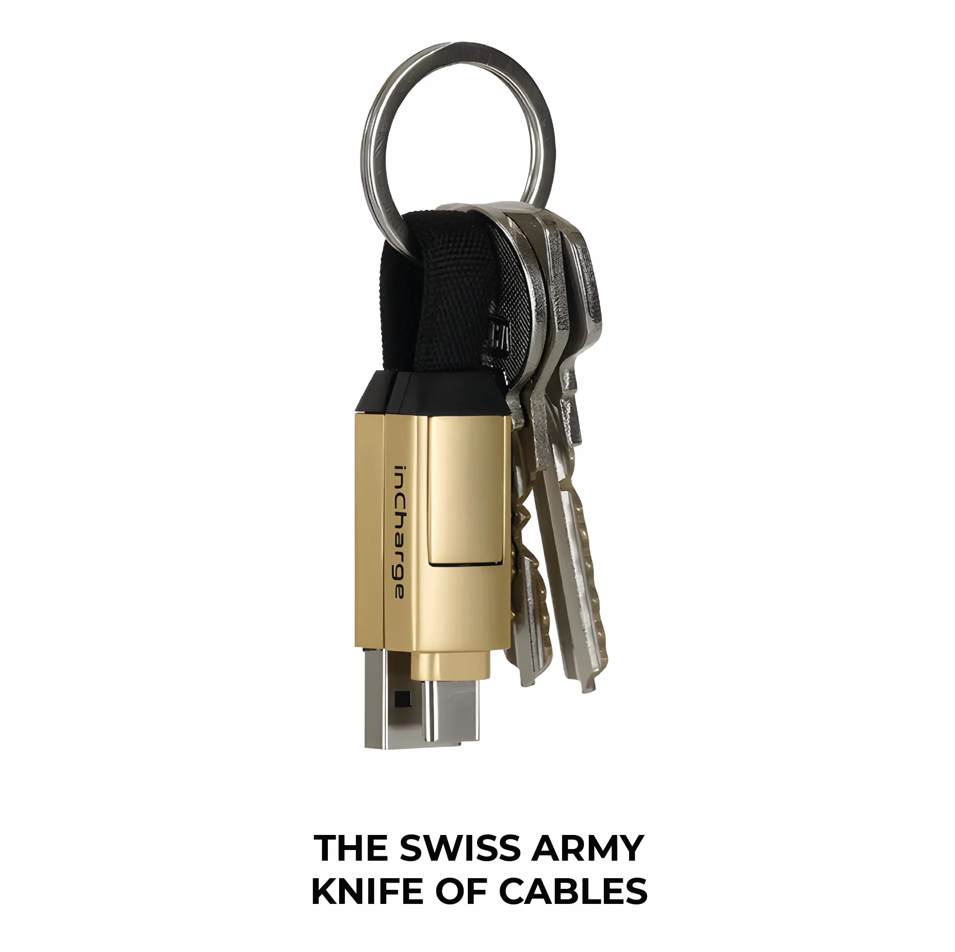 Rolling Square inCharge 6 - brelok z kablem USB typu c, uniwersalny kabel komórkowy, dla mężczyzn, uniwersalna ładowarka do telefonu komórkowego 6 w 1, gadżet techniczny, szary, kabel Lightning 15W