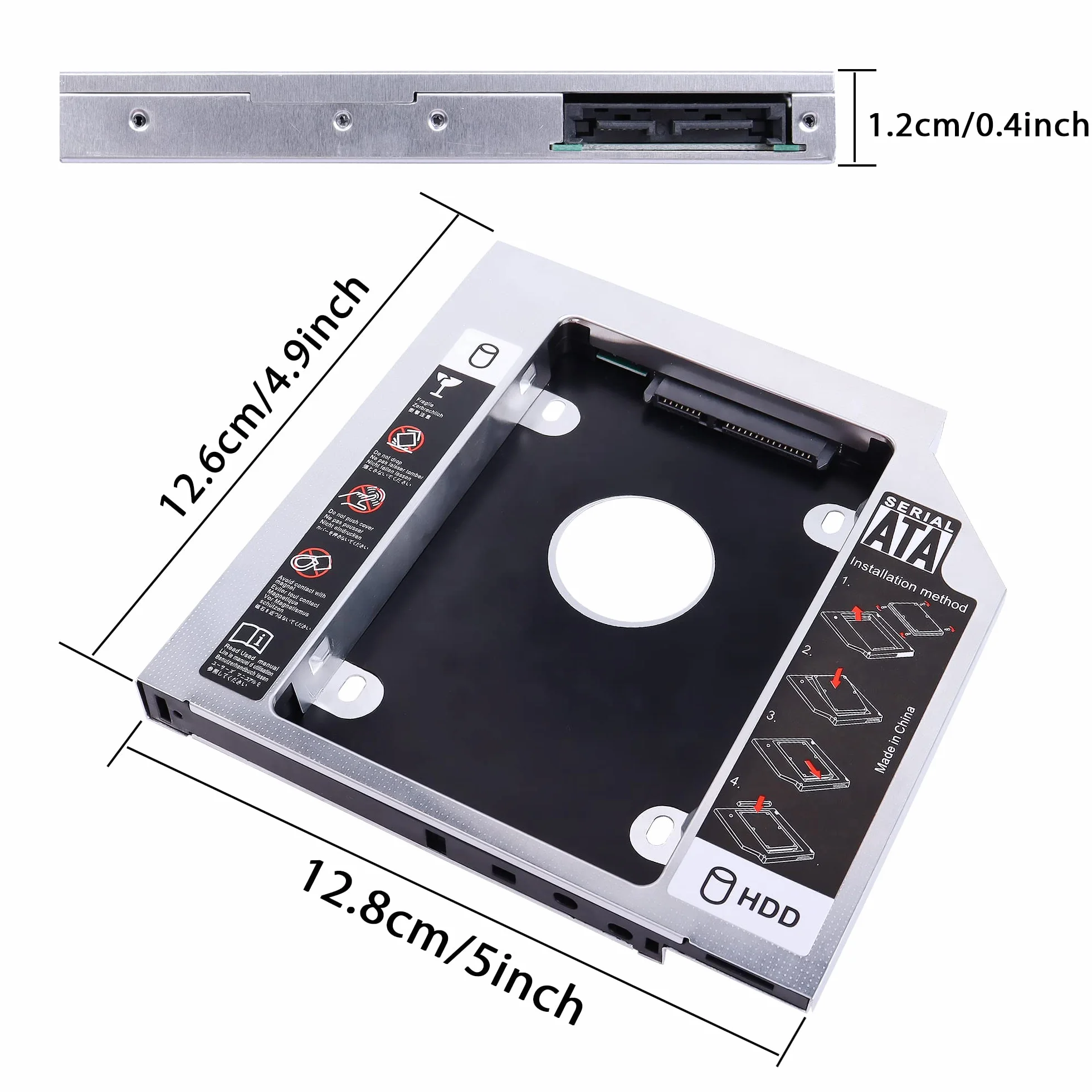 YAODHAOD SSD Caddy uniwersalny adapter SATA 12,7 mm aluminiowe obudowy tacki HDD kompatybilny Dell HP Lenovo ThinkPad ASUS Sony Laptop