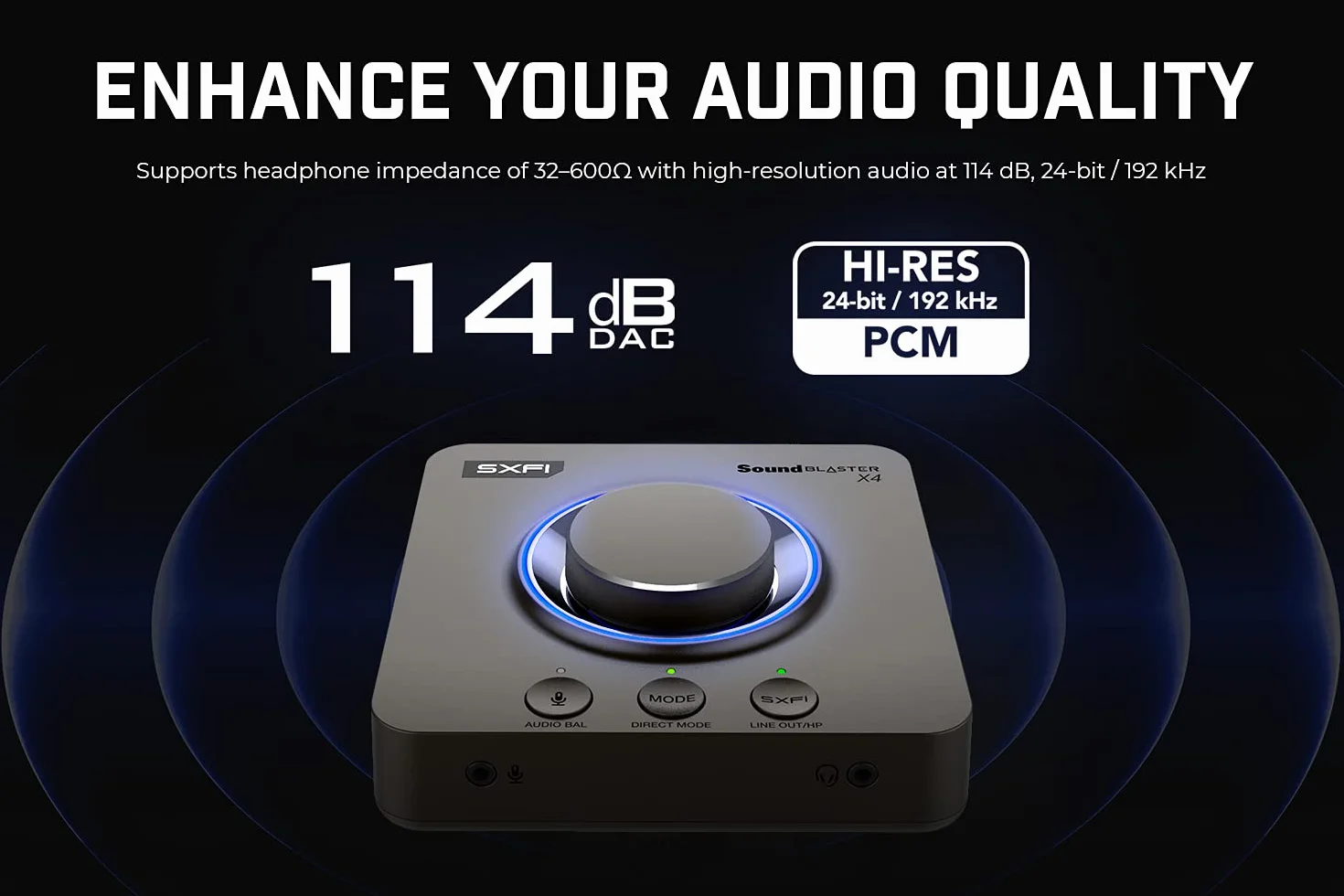 Creative Sound Blaster X4 zewnętrzna karta dźwiękowa USB DAC i Amp Hi-Res 24bit/192 kHz Super X-Fi 7.1