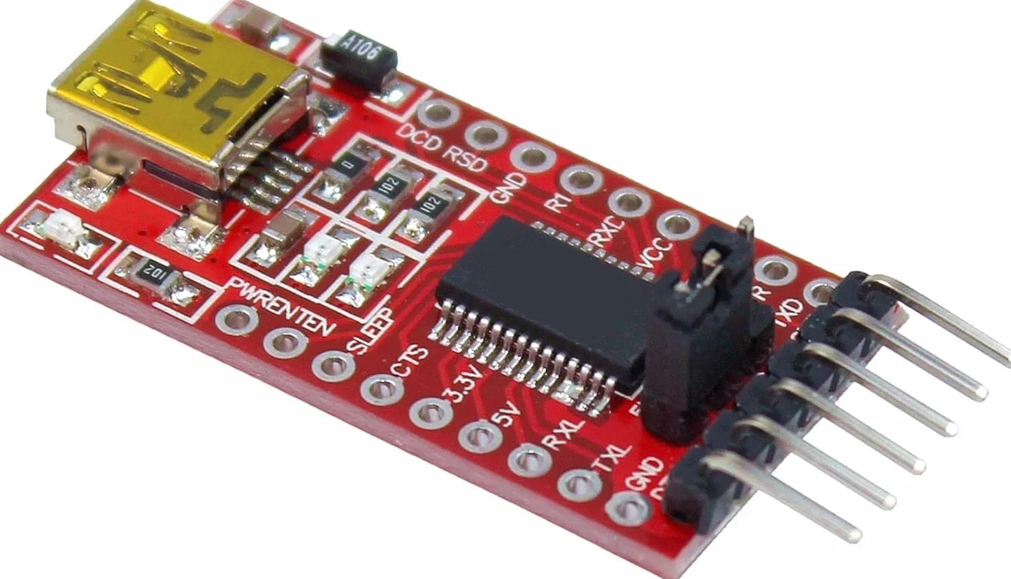 GTIWUNG 4 sztuki FTDI FT232RL USB na TTL konwerter szeregowy moduł adaptera, 3,3 V/5 V FT232RL FTDI Mini USB na TTL Serial Converter Adapter Adapter Moduły