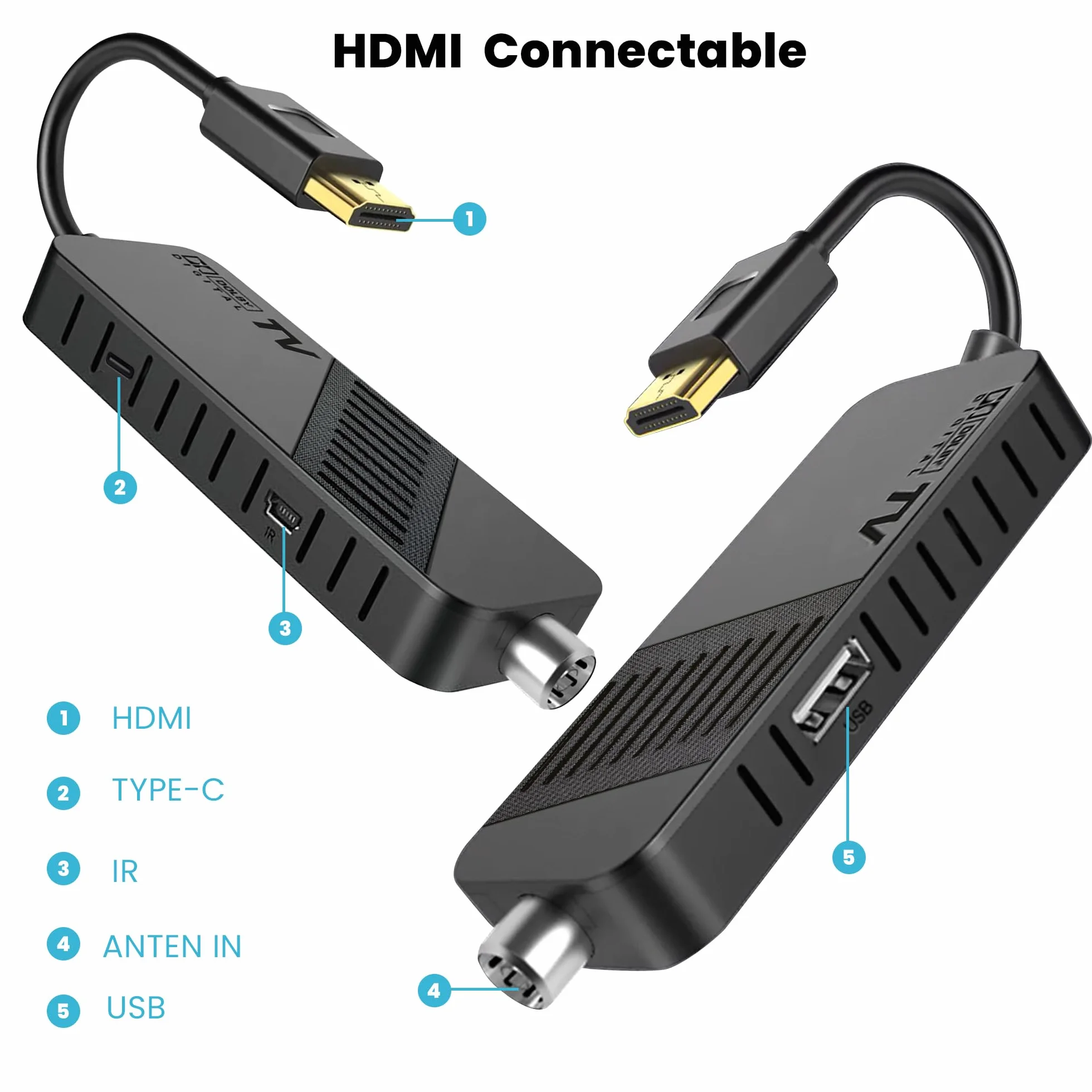 LEYF Dekoder TDT Full HD 1080P DVB T2, Tuner TDT, Ukryty za telewizorem, Wyświetlacz cyfrowy, HEVC H265 Main 10 bit, HDMI, USB, Pilot na podczerwień 2 w 1