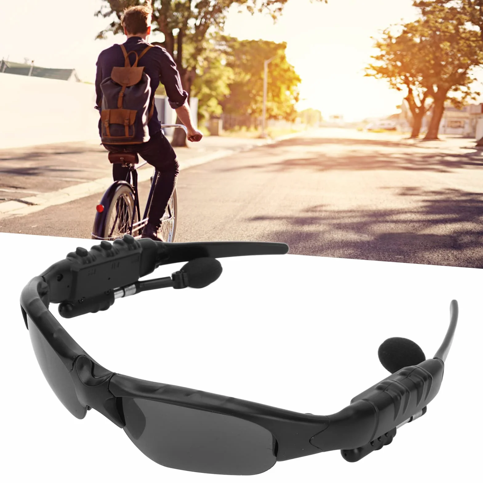 Inteligentne Okulary Przeciwsłoneczne Bluetooth, Czarne Soczewki Polaryzacyjne Bezprzewodowe Muzyczne Okulary Przeciwsłoneczne, Otwarty System Głośników Stereo, Sportowe Okulary Przeciwsłoneczne na