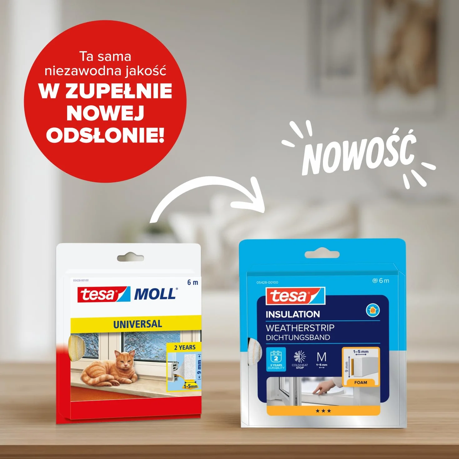 tesa INSULATION M taśma uszczelniająca - pianka uszczelniająca do izolacji szczelin w domu, samoprzylepna - biała - 6 m x 9 mm x 5,5 mm