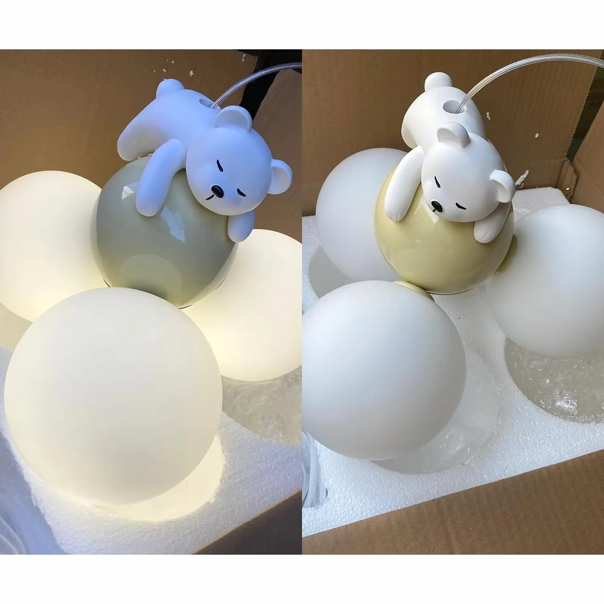 Lampa wisząca LED kreskówka balon śpiący niedźwiedź żyrandol sufitowy do pokoju dziecięcego