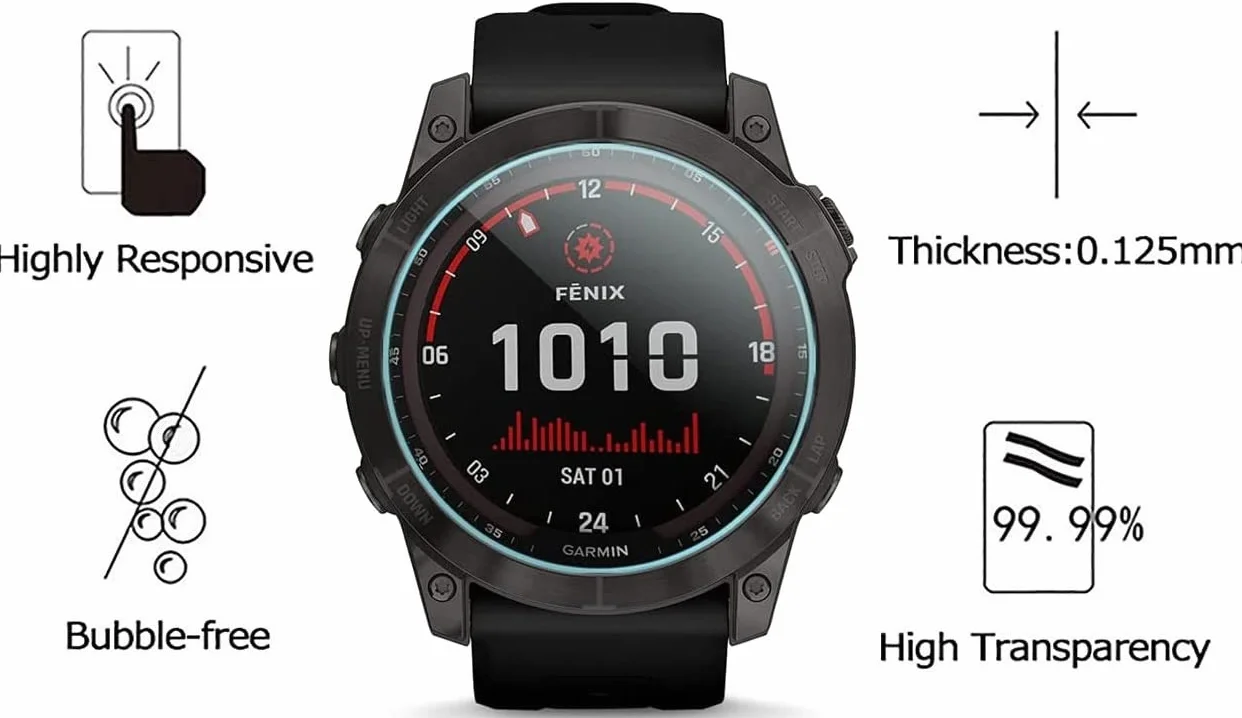 PHONILLICO szkło hartowane do Garmin Fenix 6X / 6X Solar / 6X Sapphire zestaw 2