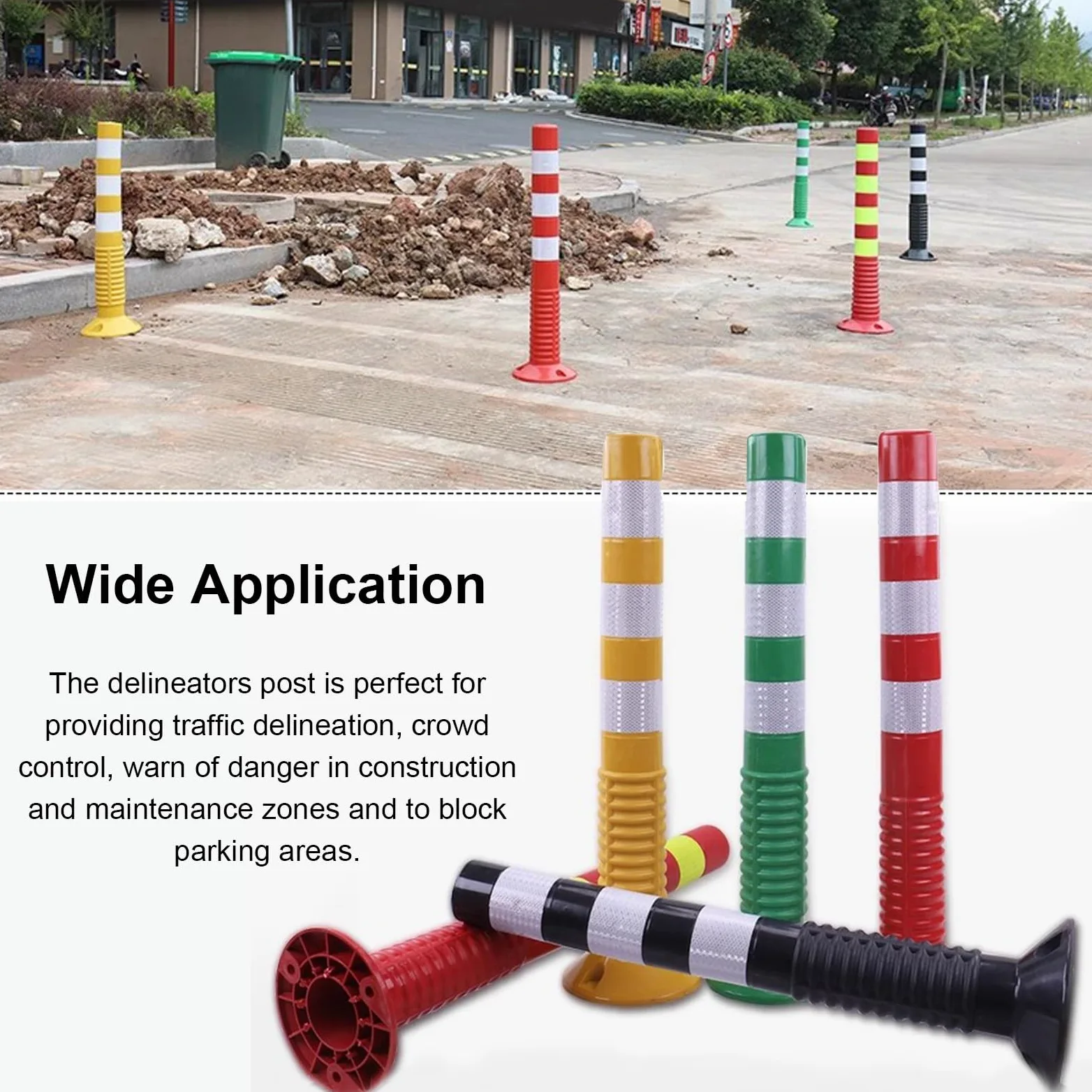 Stożki drogowe, 7 sztuk, kolorowe odblaskowe stożki drogowe, słupki ograniczające ruch o wysokości 70 cm do stref budowlanych/konserwacji/bariery parkingowej do kontroli zatykania