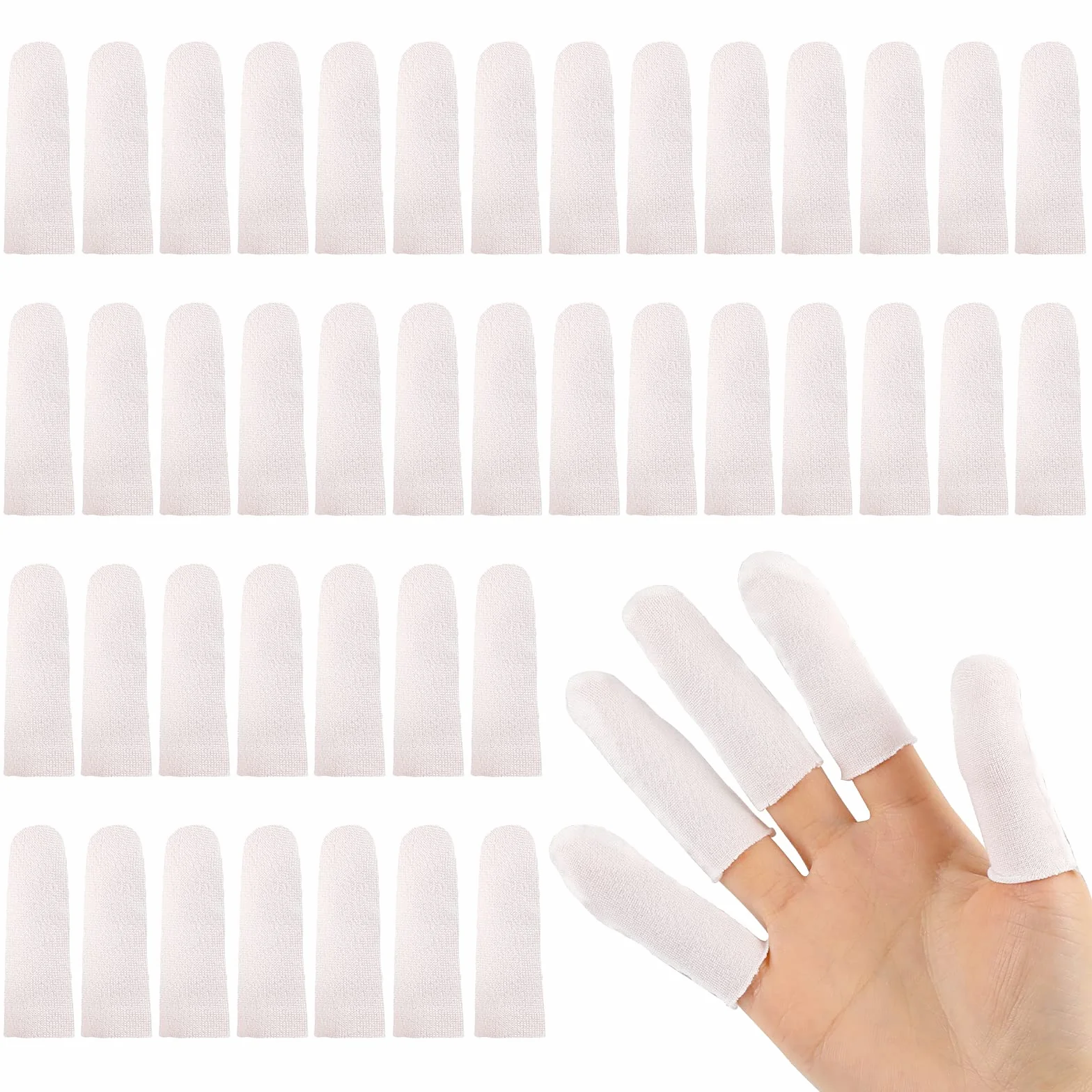 100 sztuk ochraniaczy na palce Cotton Finger Cots z bawełny, regulowane ochraniacze na palce Anti Scratch, nakładki na palce, wygodne i oddychające, pochłaniają pot (White)
