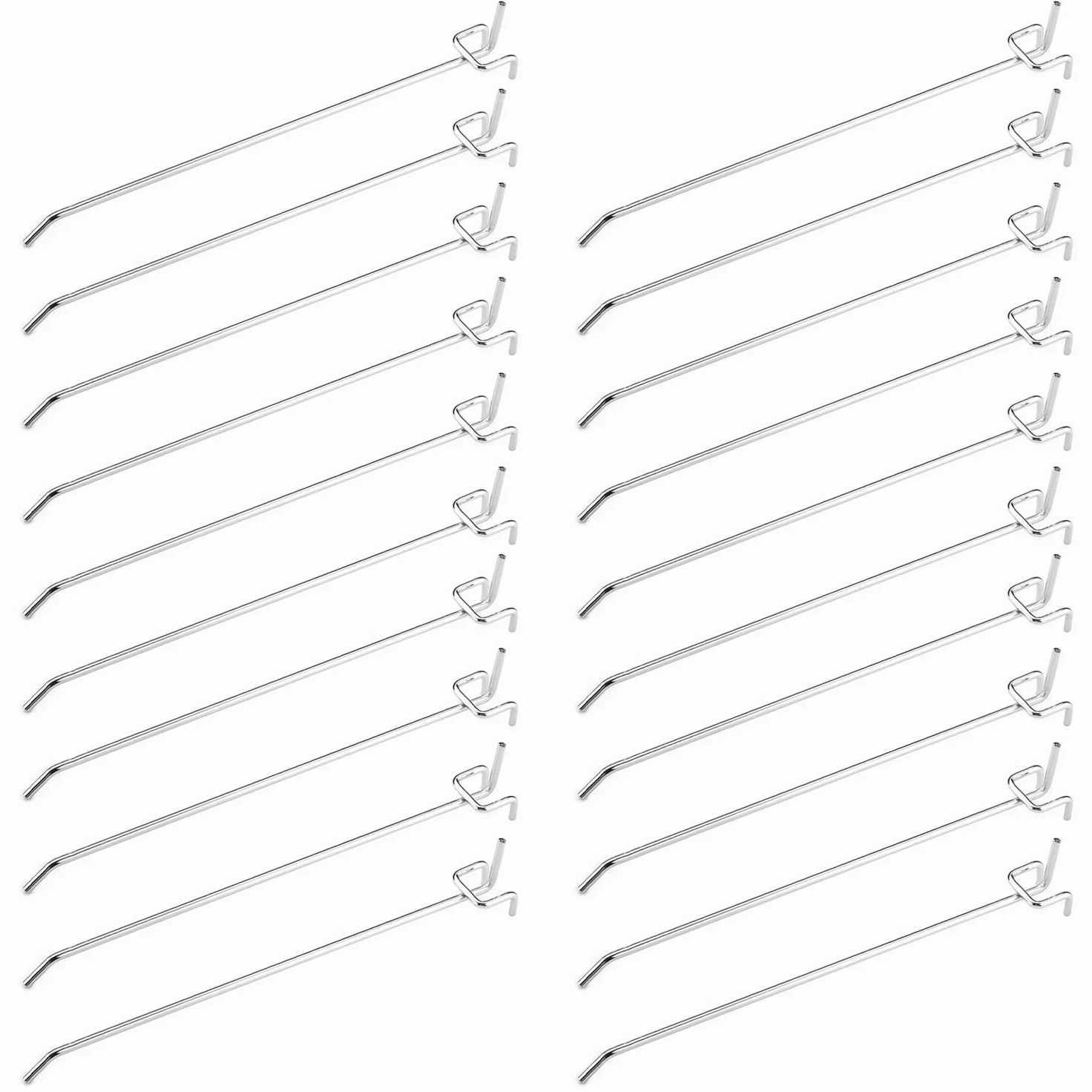 20 sztuk haczyków na kołki, 25 cm, żelazne haczyki do tablic pegboardowych, haczyki ekspozycyjne, wiszące uchwyty do tablic rozdzielczych, do 1/20.3 cm i 1/10.2 cm, do garażu, przechowywania