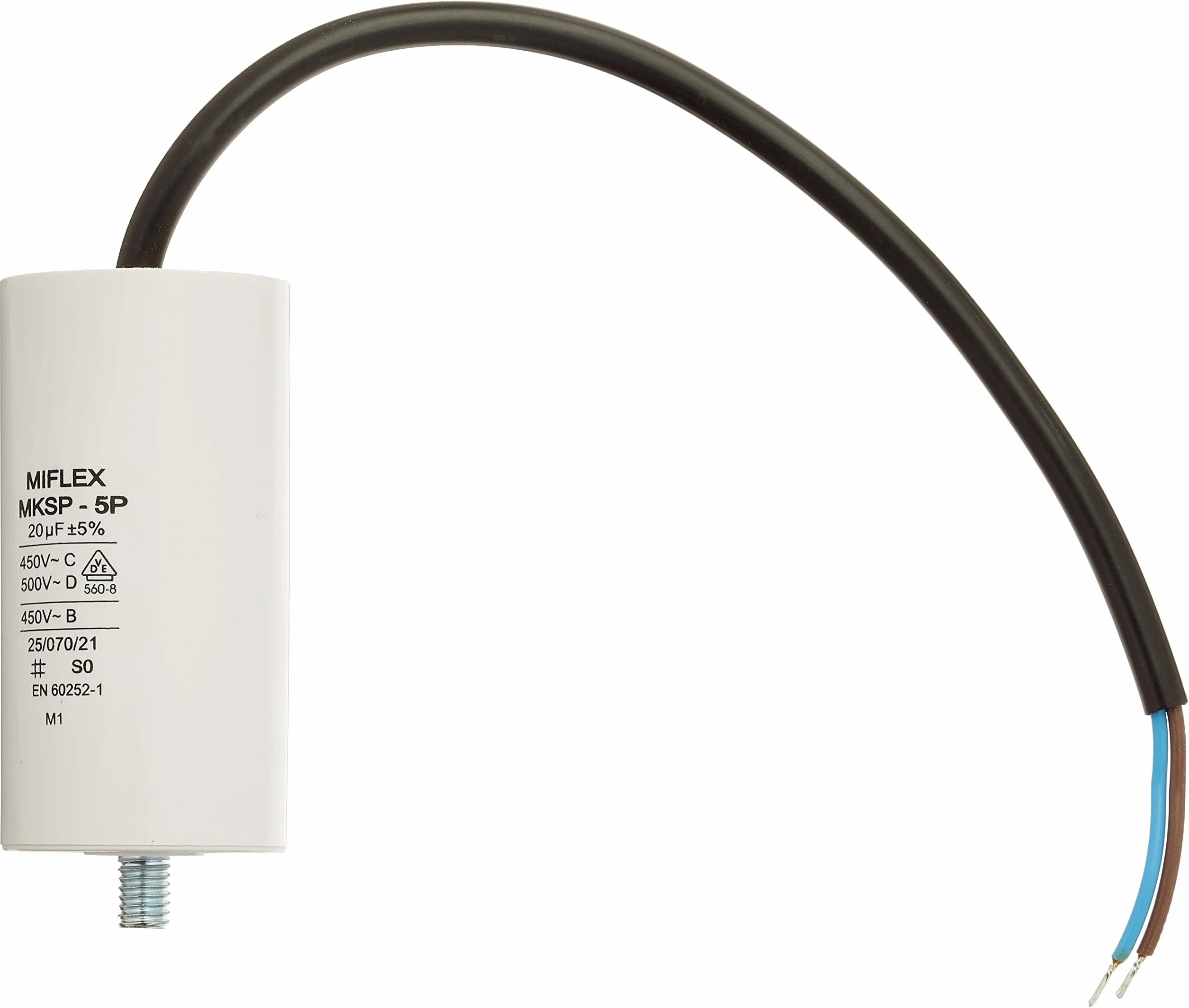 Kondensator silnika rozruchowego 20μF 450V 40x78 mm Miflex