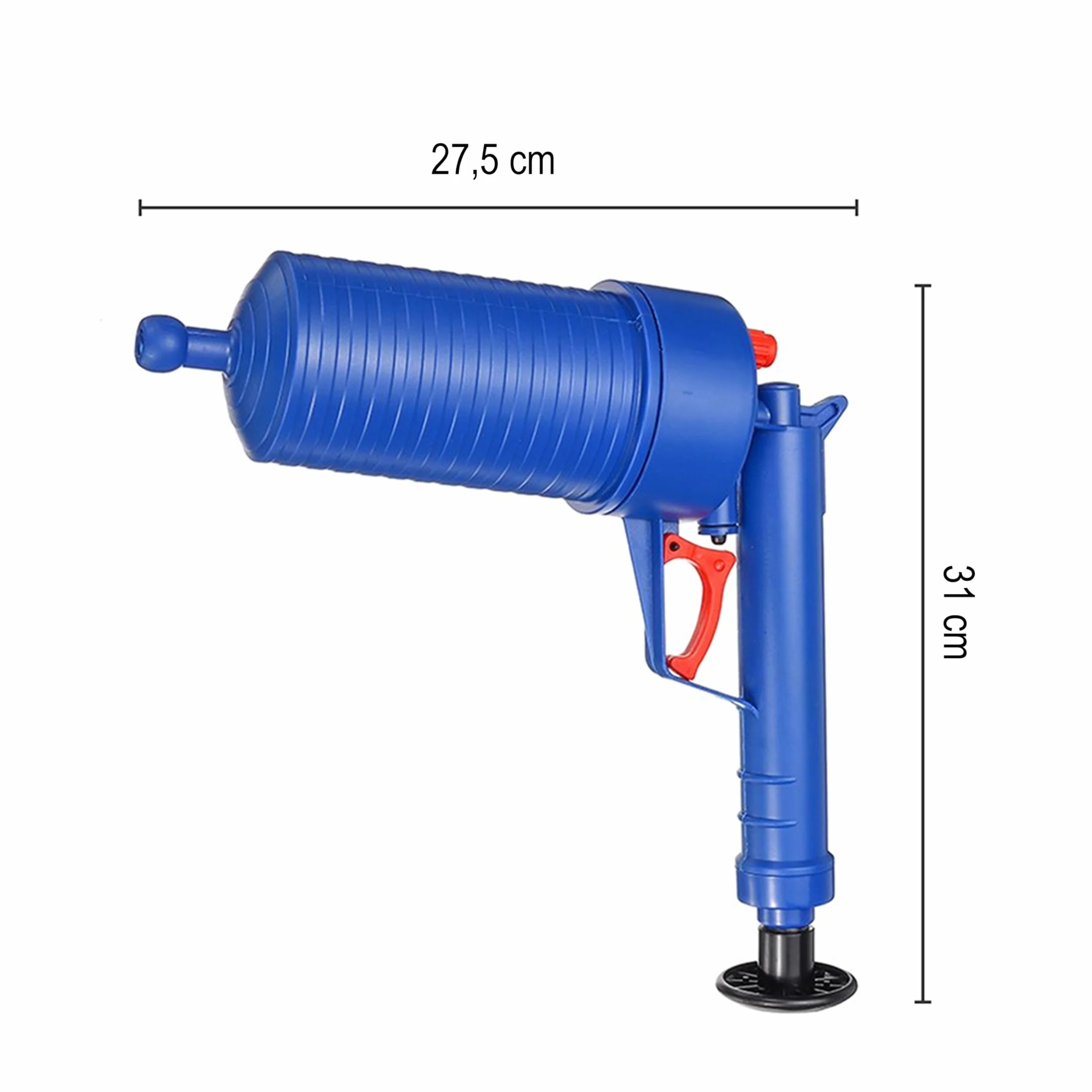 Retoo Pistolet do czyszczenia rur, preparat z 4 gumowymi adapterami, sprężone powietrze, urządzenie do usuwania zatorów rur do toalety, prysznica, umywalki, toalety, kuchni, niebieski