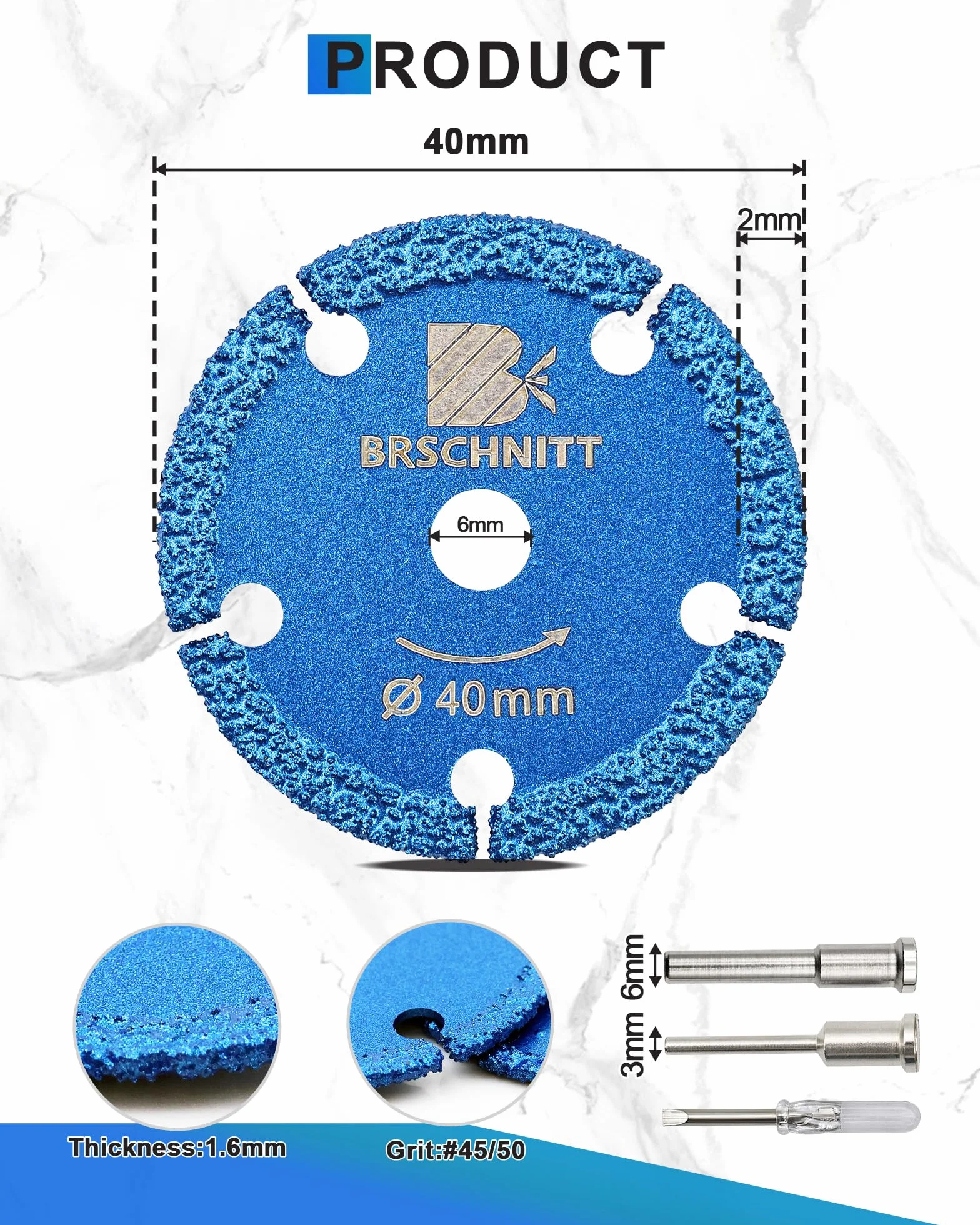 Zestaw diamentowych tarcz tnących (1-9/40.6 cm x 5) – z trzpieniem i śrubokrętem 1/20.3 cm/1/10.2 cm x 1, metalowe tarcze tnące do cięcia metalu, cienkich blach żelaznych, nakrętek, śrub