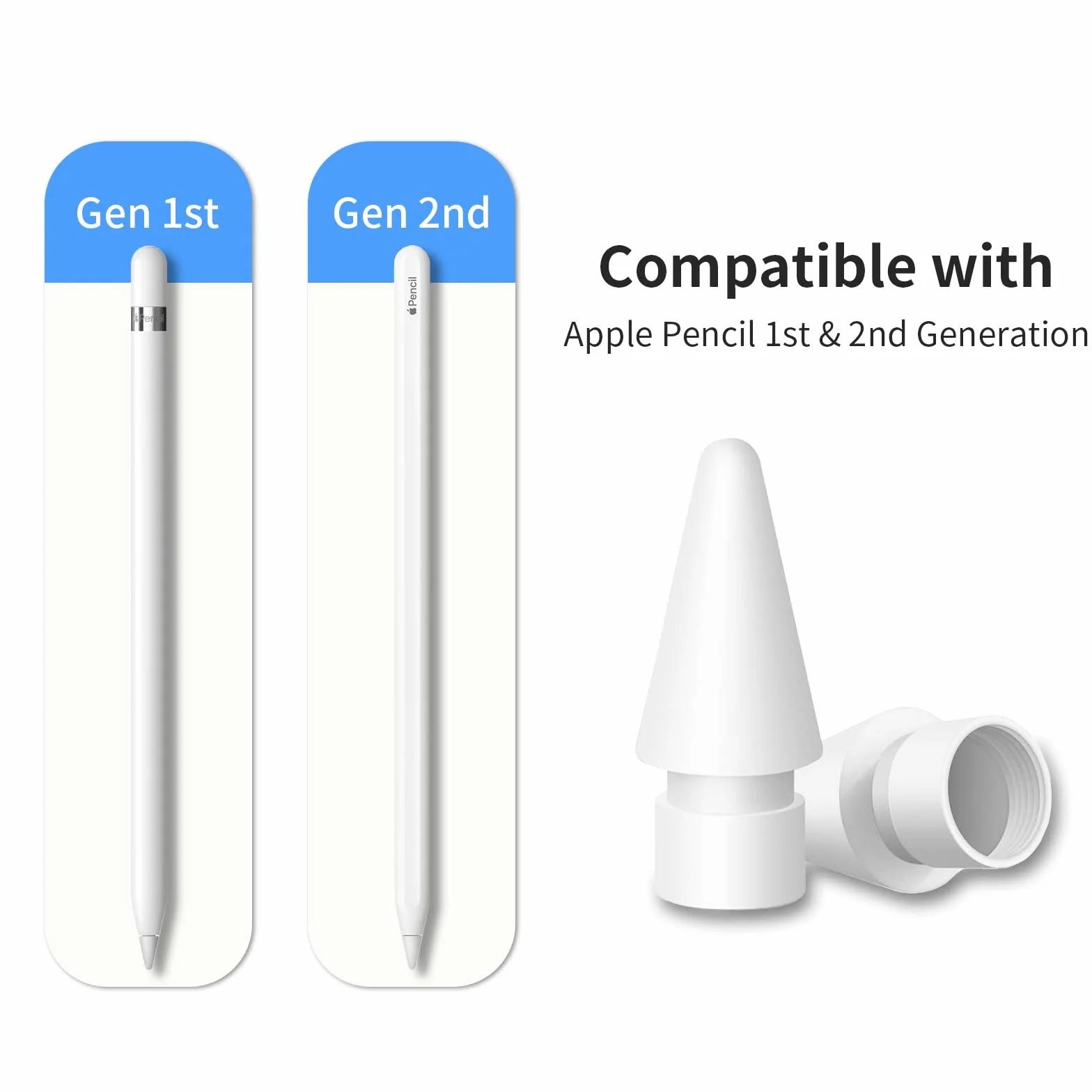 Newaner 4 szt. Końcówka kompatybilna z Apple Pencil 1 i 2 Generacja, końcówki Apple do iPada Pro Apple Pencil 1 i 2, wymienne końcówki z 4 silikonowymi końcówkami i pudełkiem do przechowywania