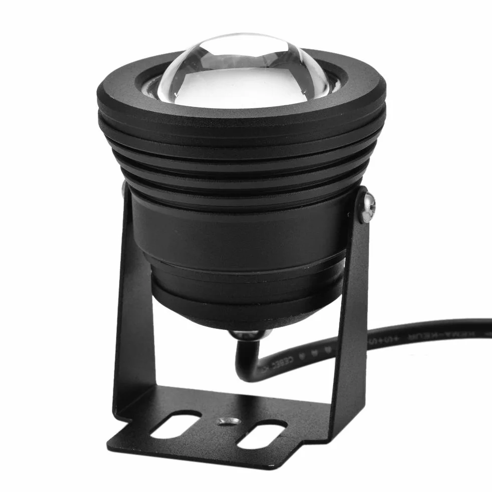 Fdit Underwater Light Remote Control Pond Light 12V 10W RGB Wodoodporna punktowa LED do akwarium do basenu rybnego Garden Black