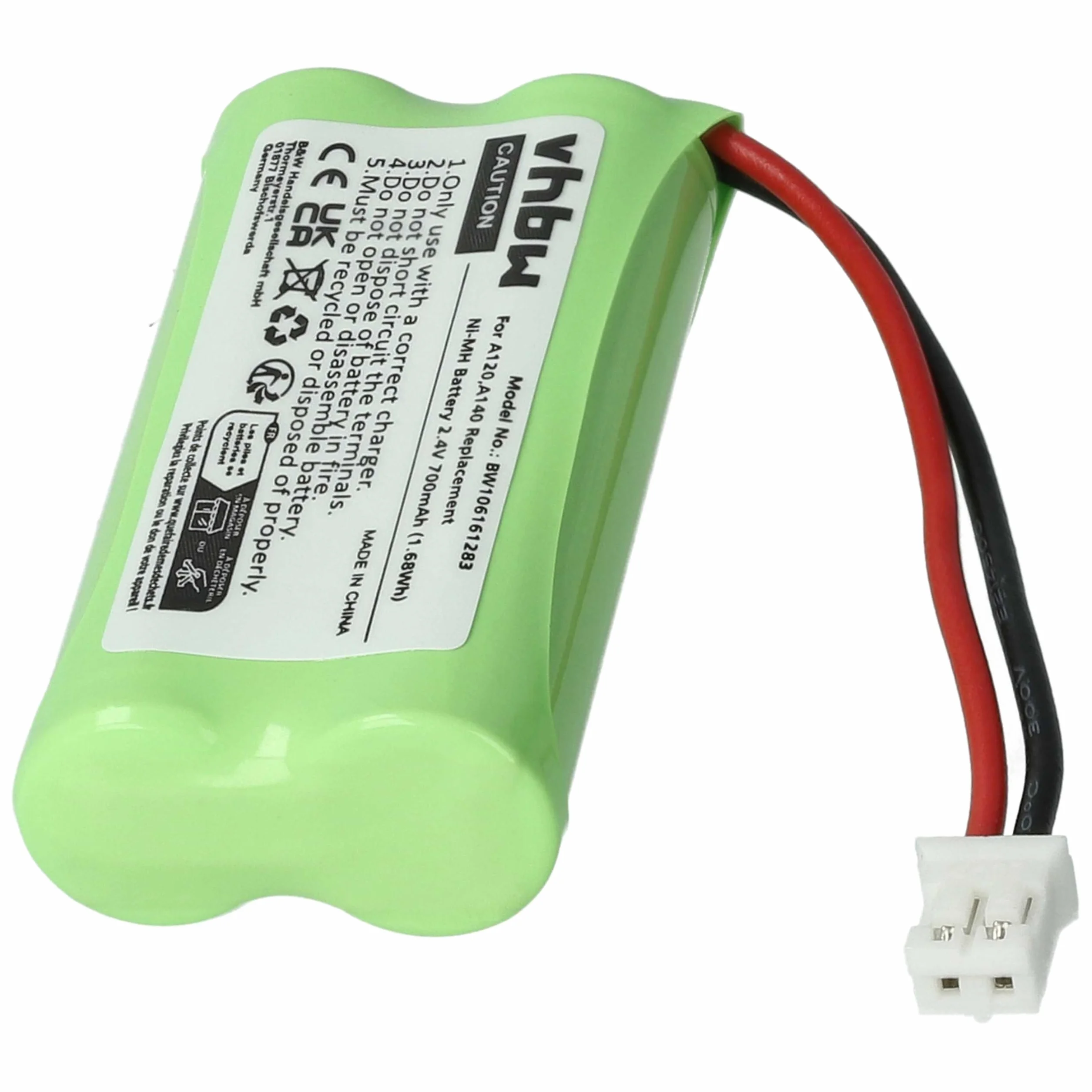 vhbw NiMH akumulator 700 mAh (2,4 V) kompatybilny z telefonem, stacjonarnym Siemens Gigaset AL110, AL110 Duo, AL110 Trio, AL110a, AL110a Duo, AL110a Trio zamiennik do C30852D1640X1.