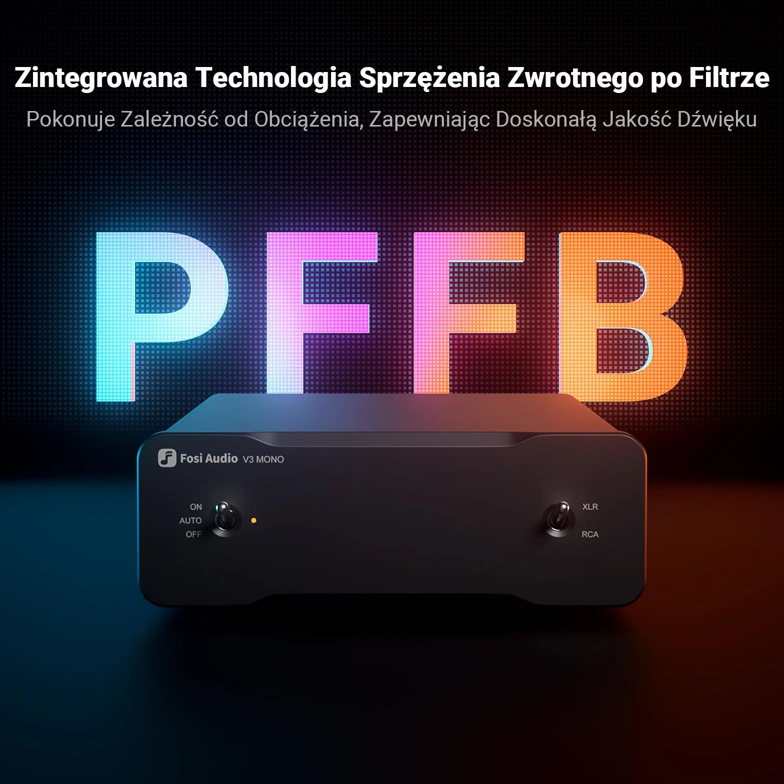 Fosi Audio Due V3 Mono HiFi Audio Amplifier 240W TPA3255 Wzmacniacz Monoblokowy Klasy D Zbalansowane Wejścia RCA/XLR 48V/10A