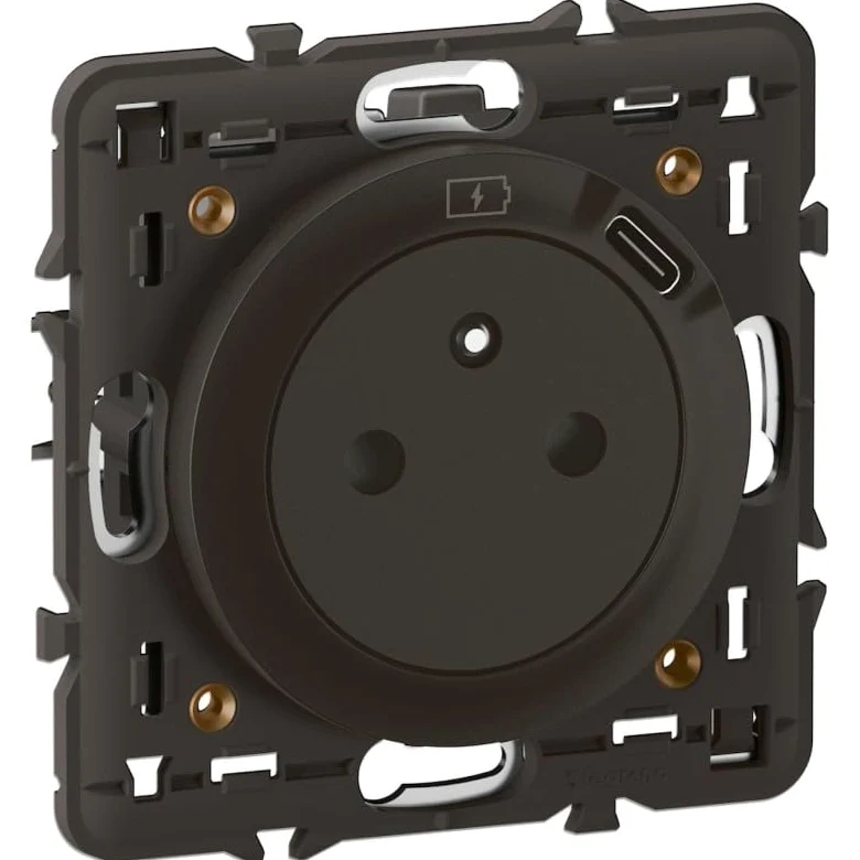 LEGRAND - Gniazdko elektryczne ścienne z Terre Céliane Surface z wbudowanym gniazdem ładowarki USB 7,5 W - Gniazdo podtynkowe z wysuwaną podstawą - Do uzupełnienia płytą - czarne