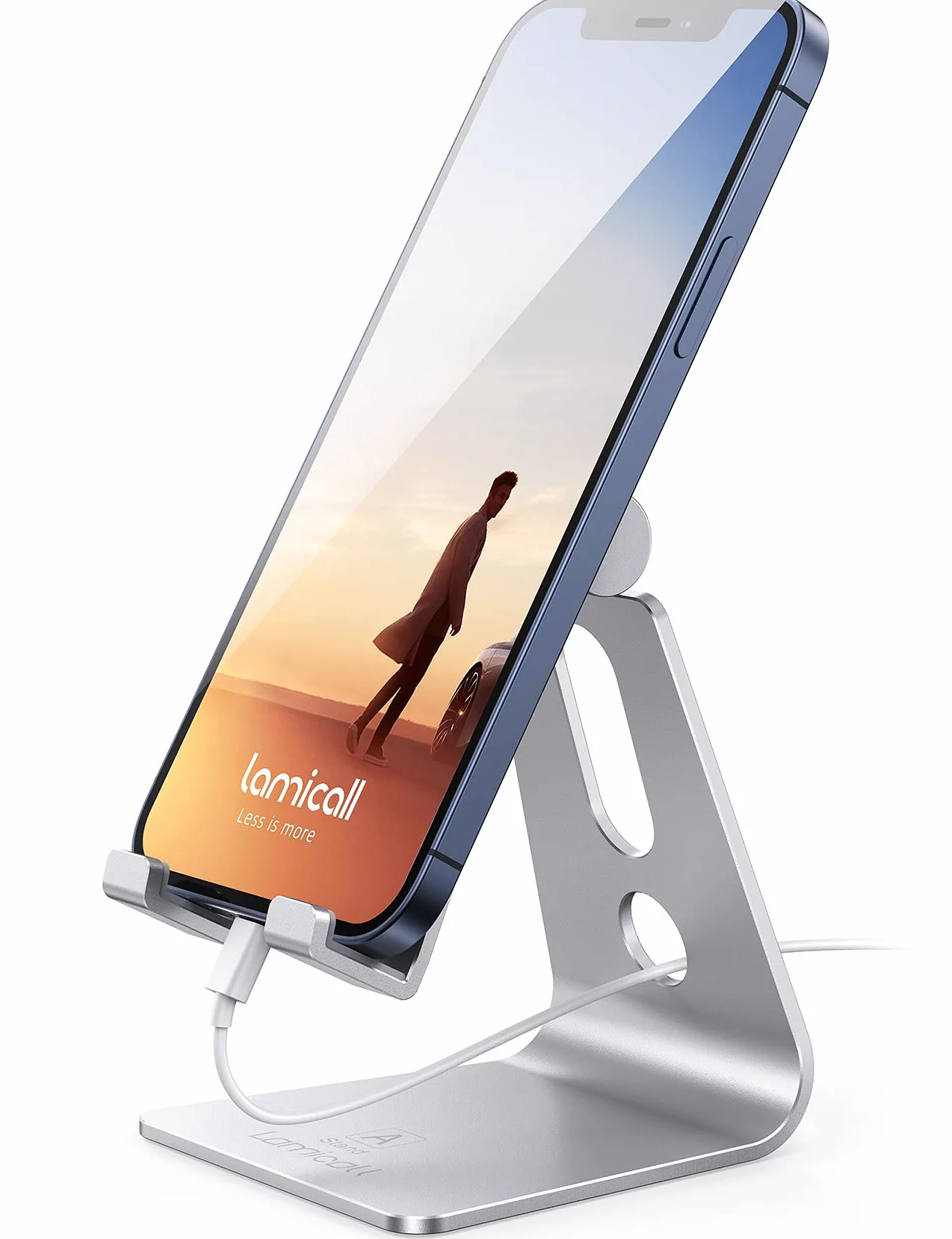 Lamicall stojak na telefon regulowany uchwyt iPhone 12 Mini 12 Pro Max Samsung HUAWEI Srebrny